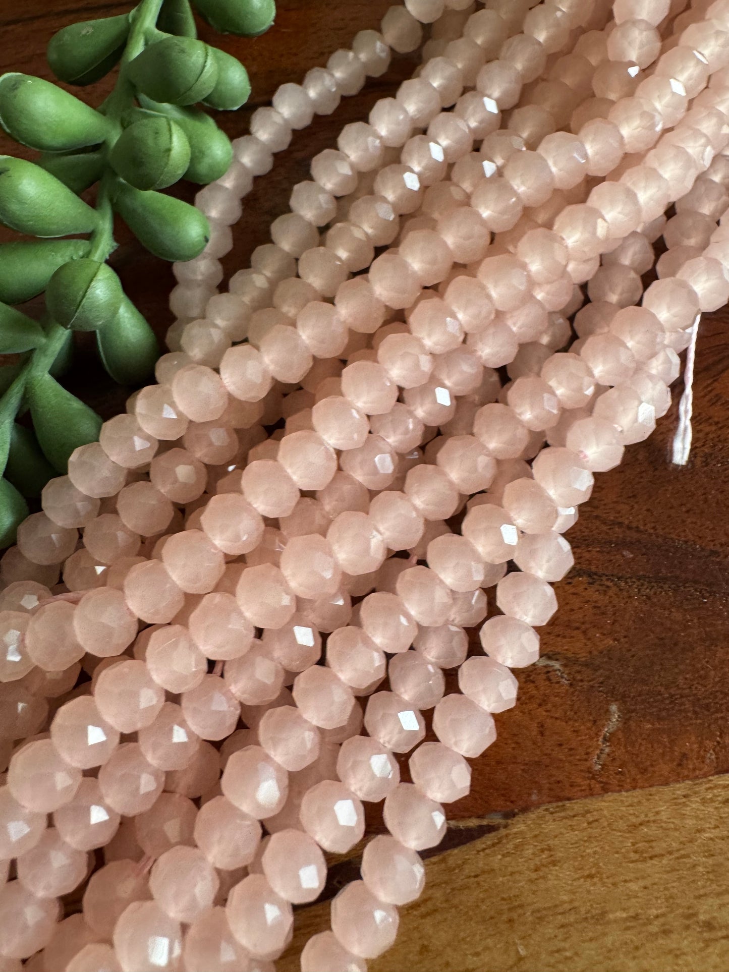 6x8mm Translucent Pink Chinese Crystal Glass – Faceted Beads