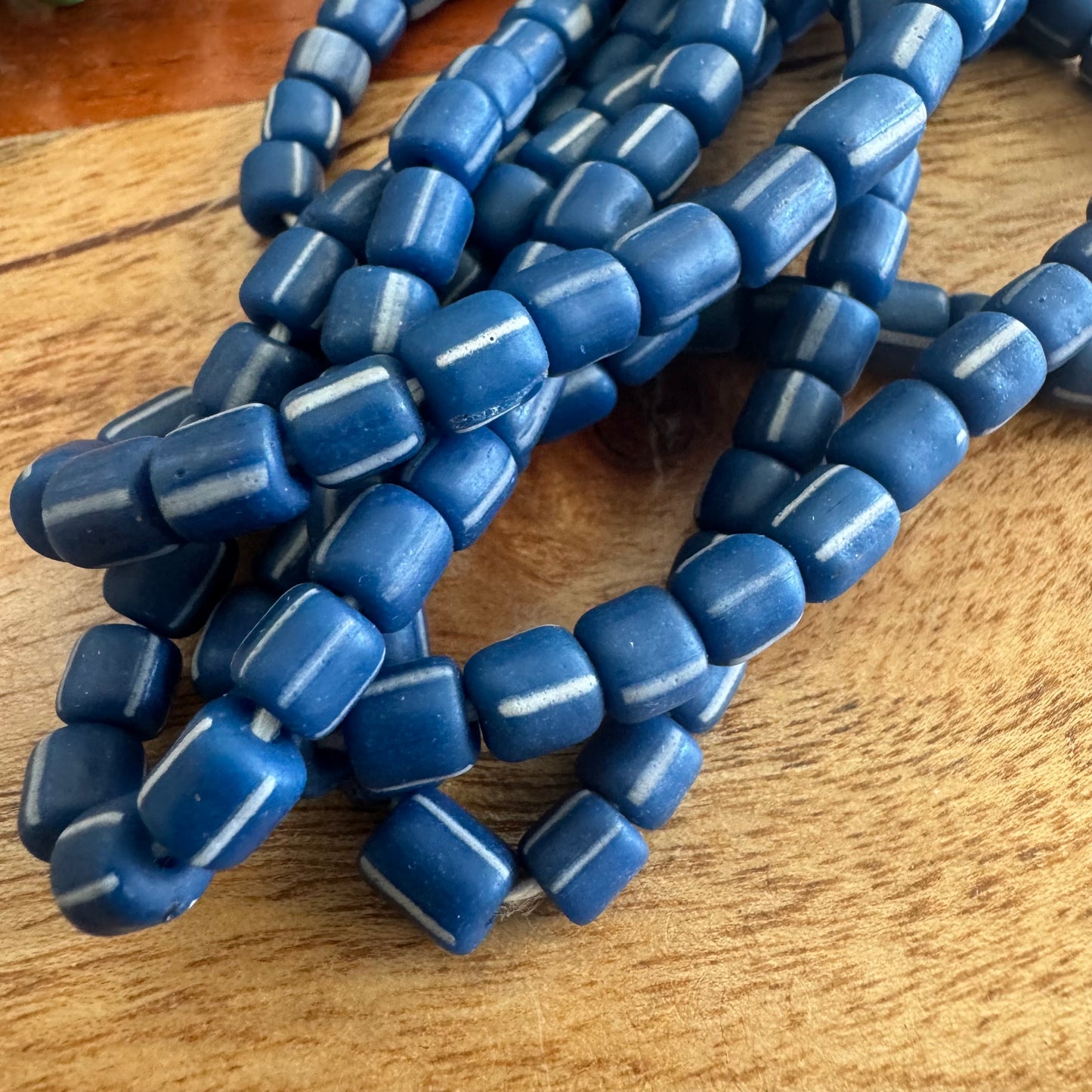 Dark Blue Striped Java Gooseberry Beads