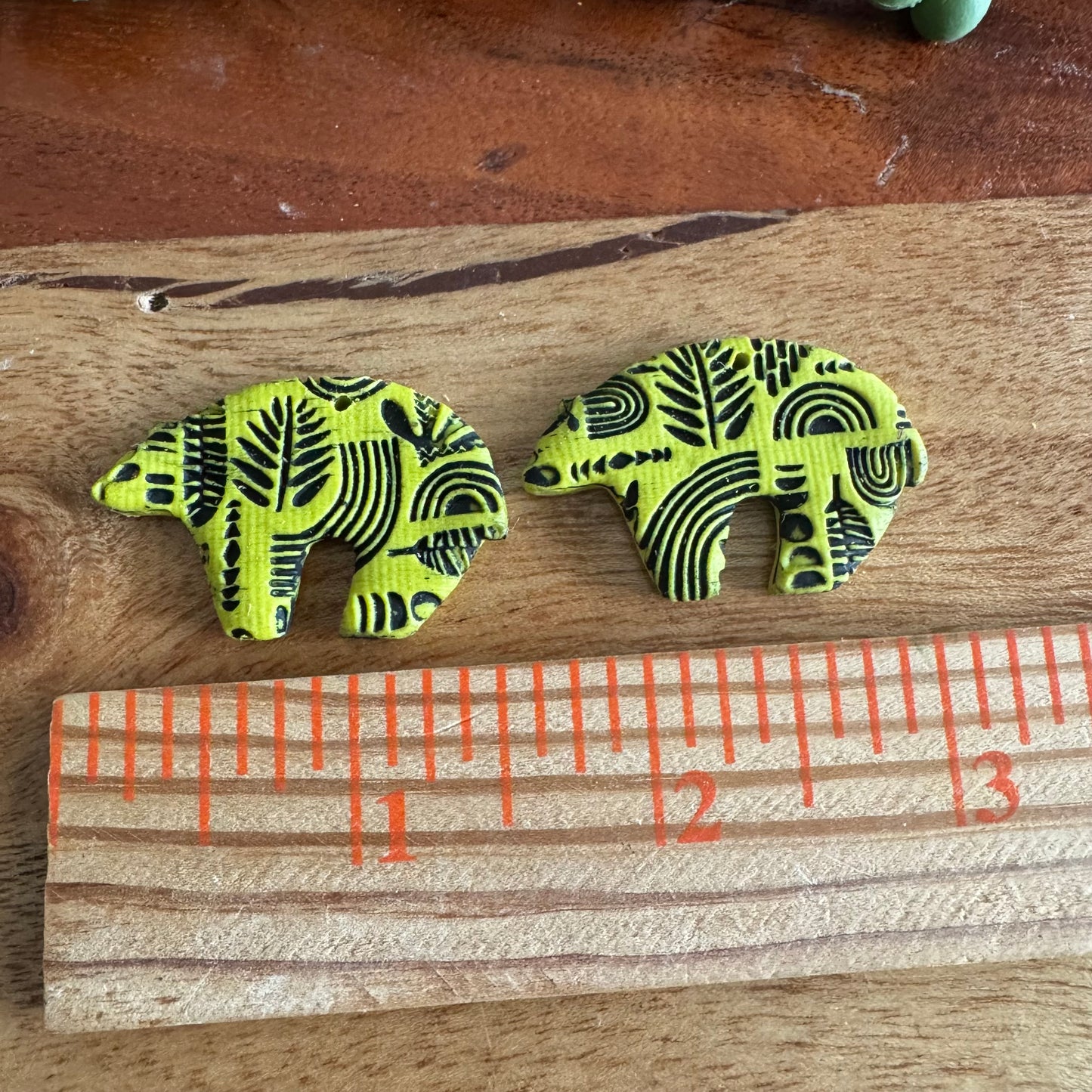 Citron Zuni Bear Charm Pair
