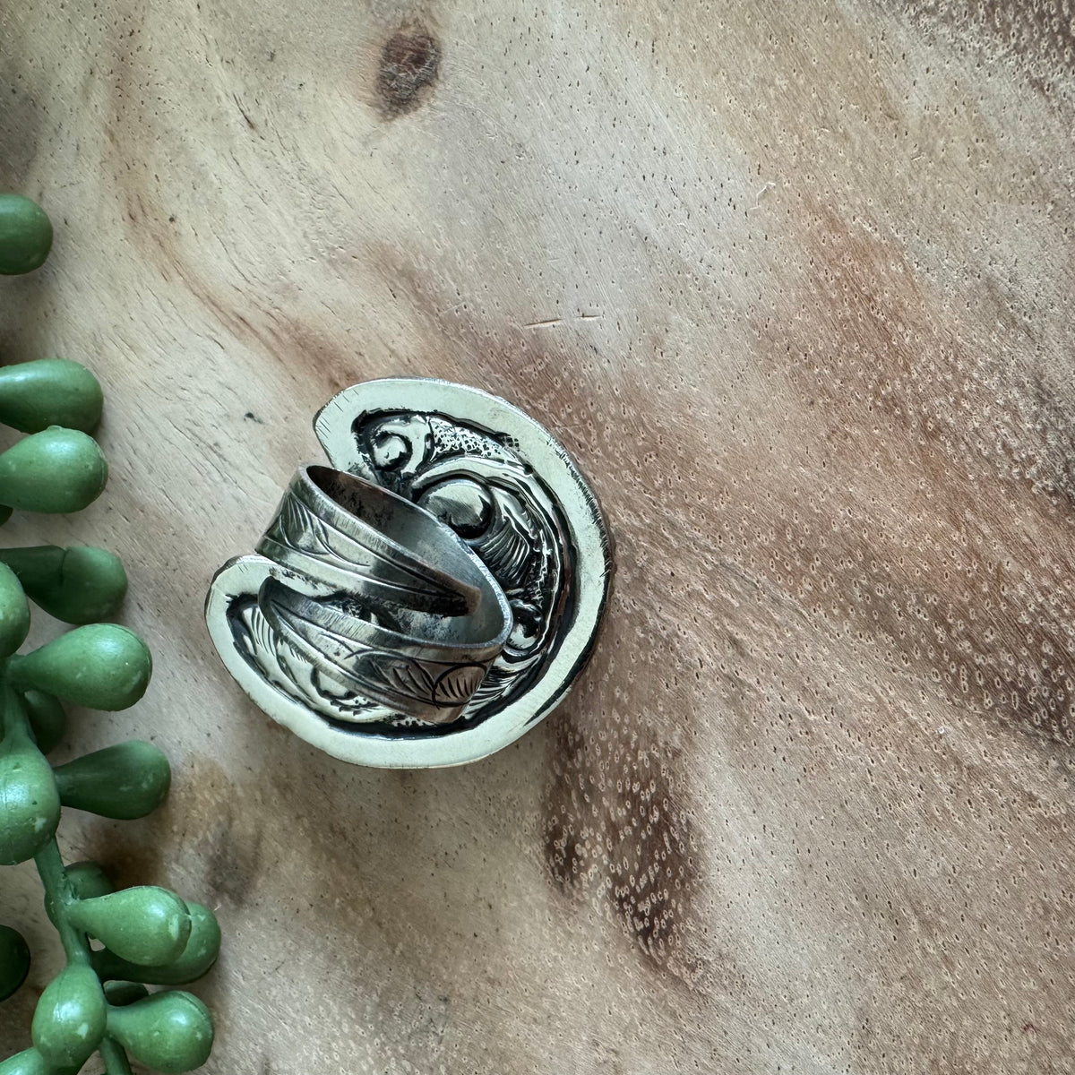 Red Jasper Moon Statement Ring – Adjustable SWP18