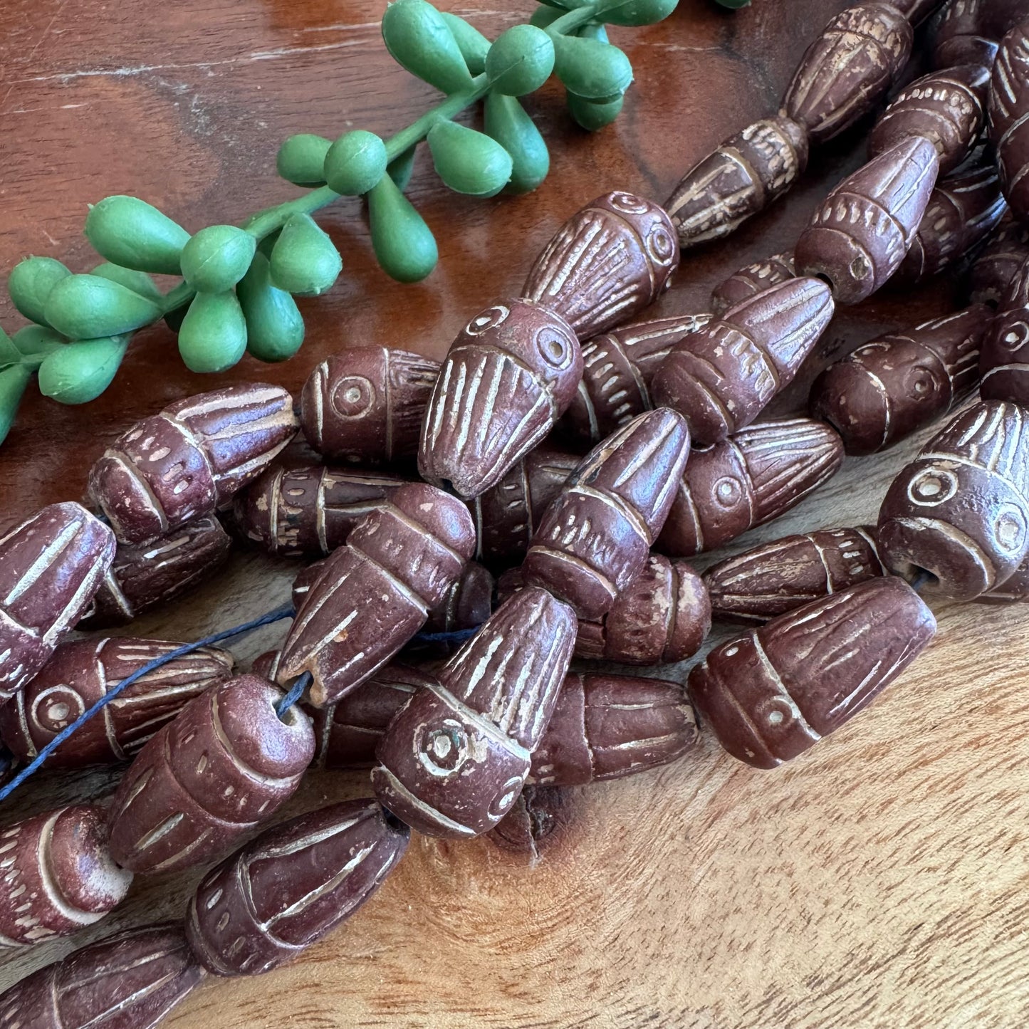 Carved Clay Beads | Colorful, Rustic, Tribal Style