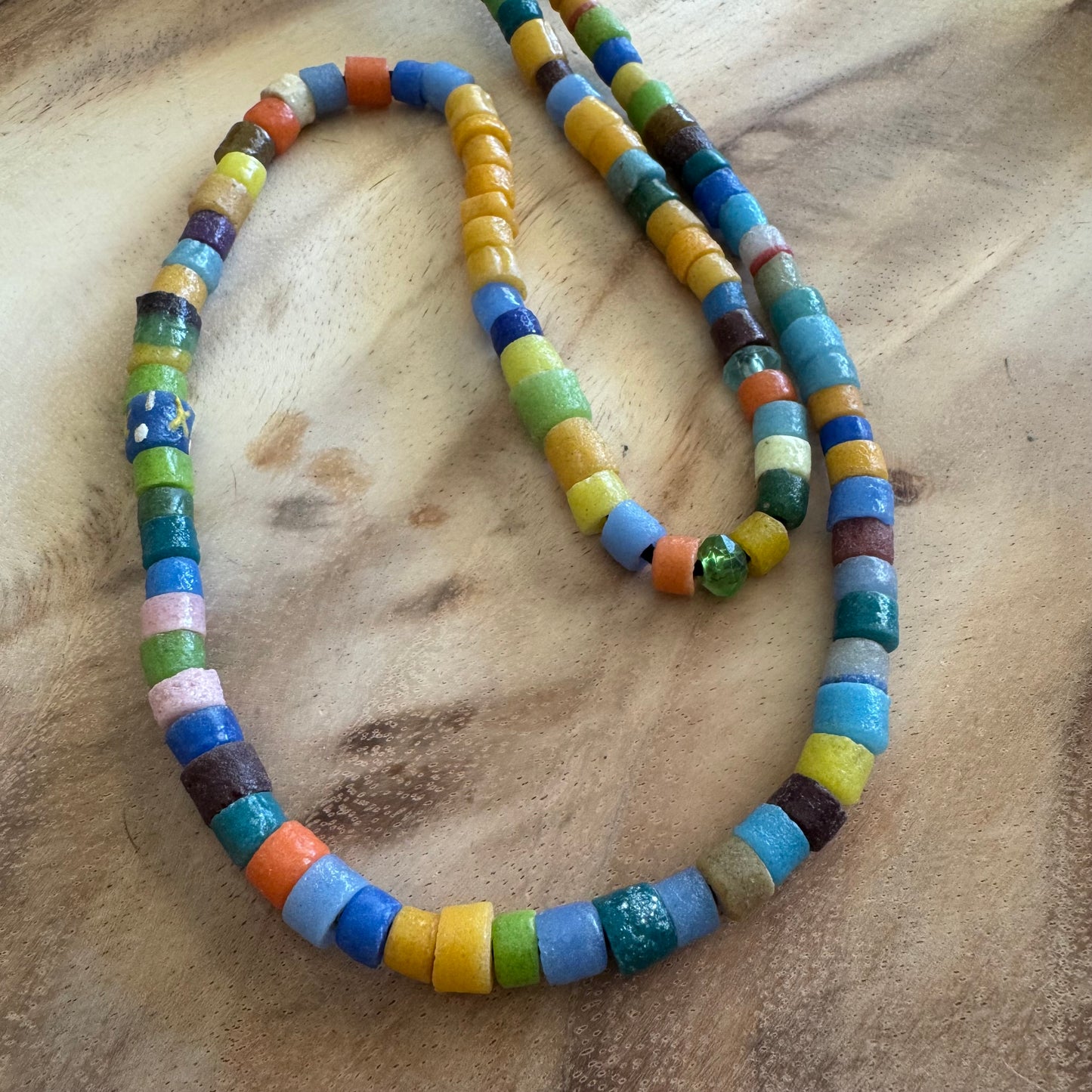 African Recycled Glass Beads – 7-7x6-9mm – 30 Inch Strand AFG01