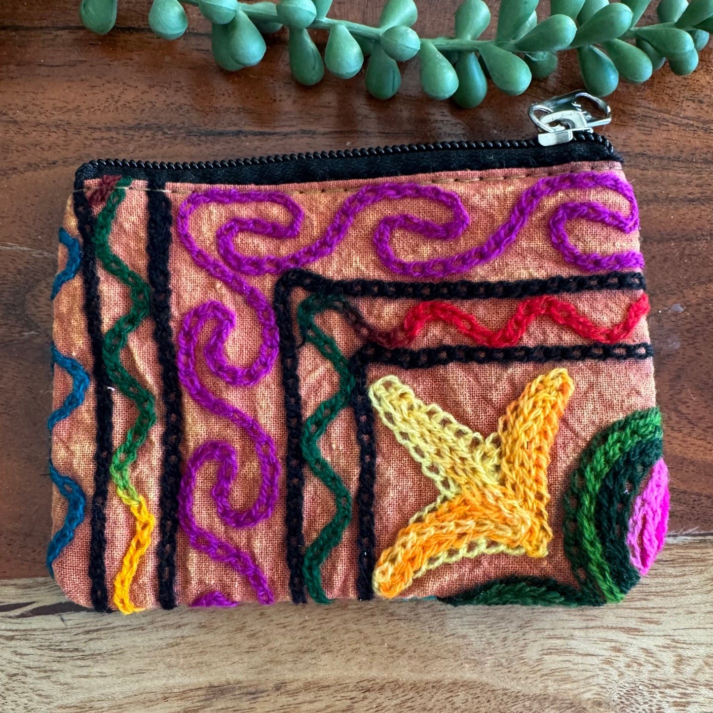Small Embroidered Pouch – Bright and Colorful Design