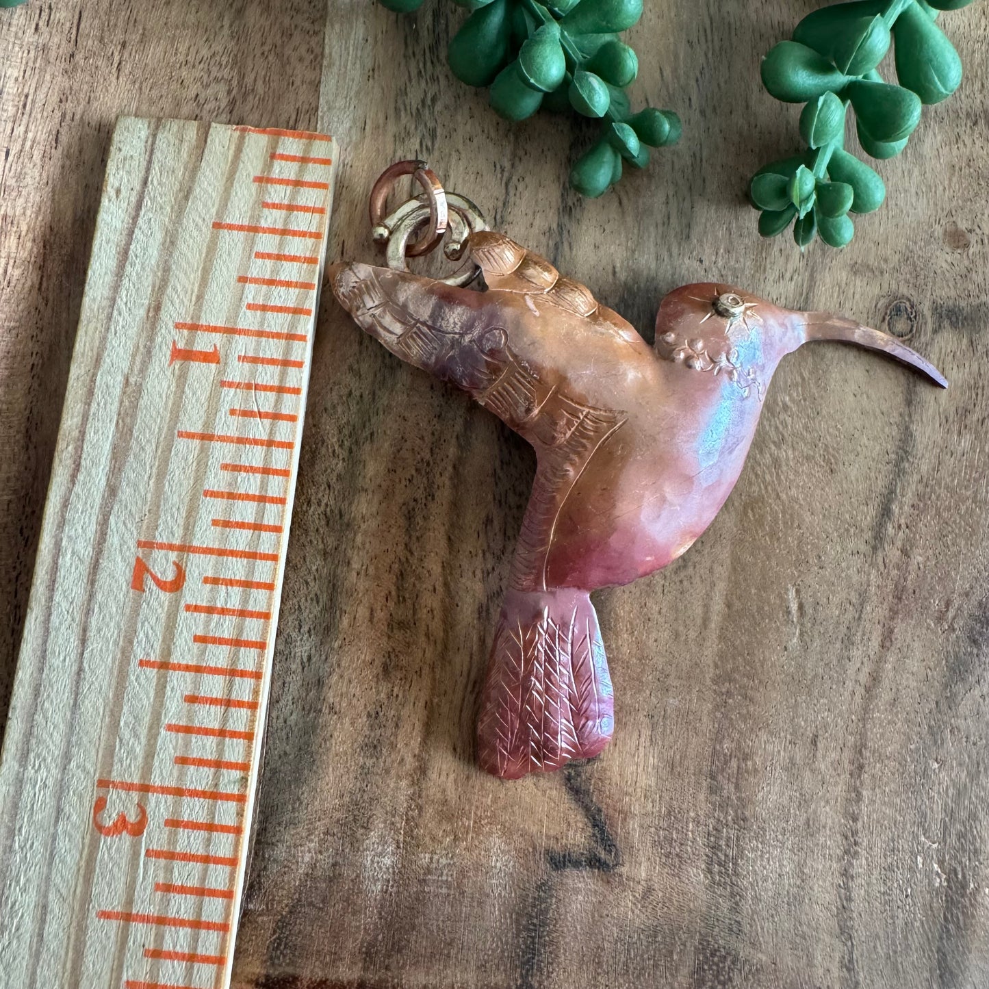 Large Copper Hummingbird Pendant with Brass Detail by Patricia Healey PH06