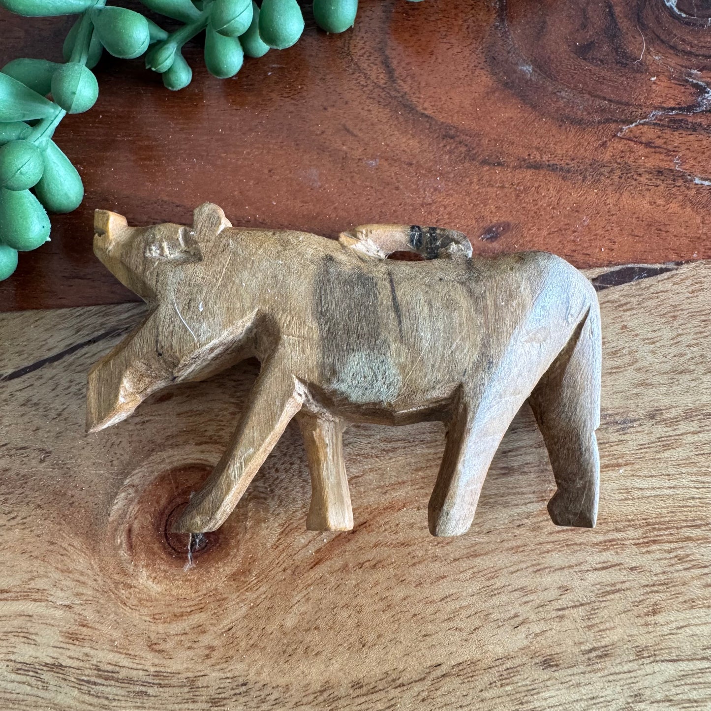 Vintage Carved African Hippopotamus Pendant -Wood