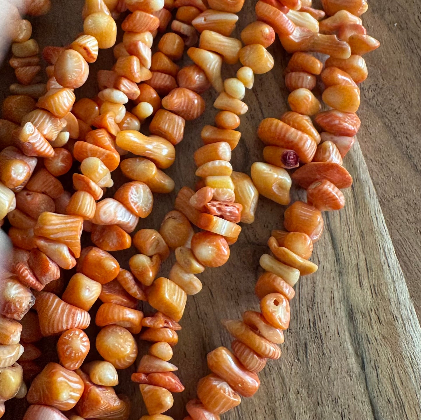 Dyed Orange Coral Chips/Nuggets Bead Strand