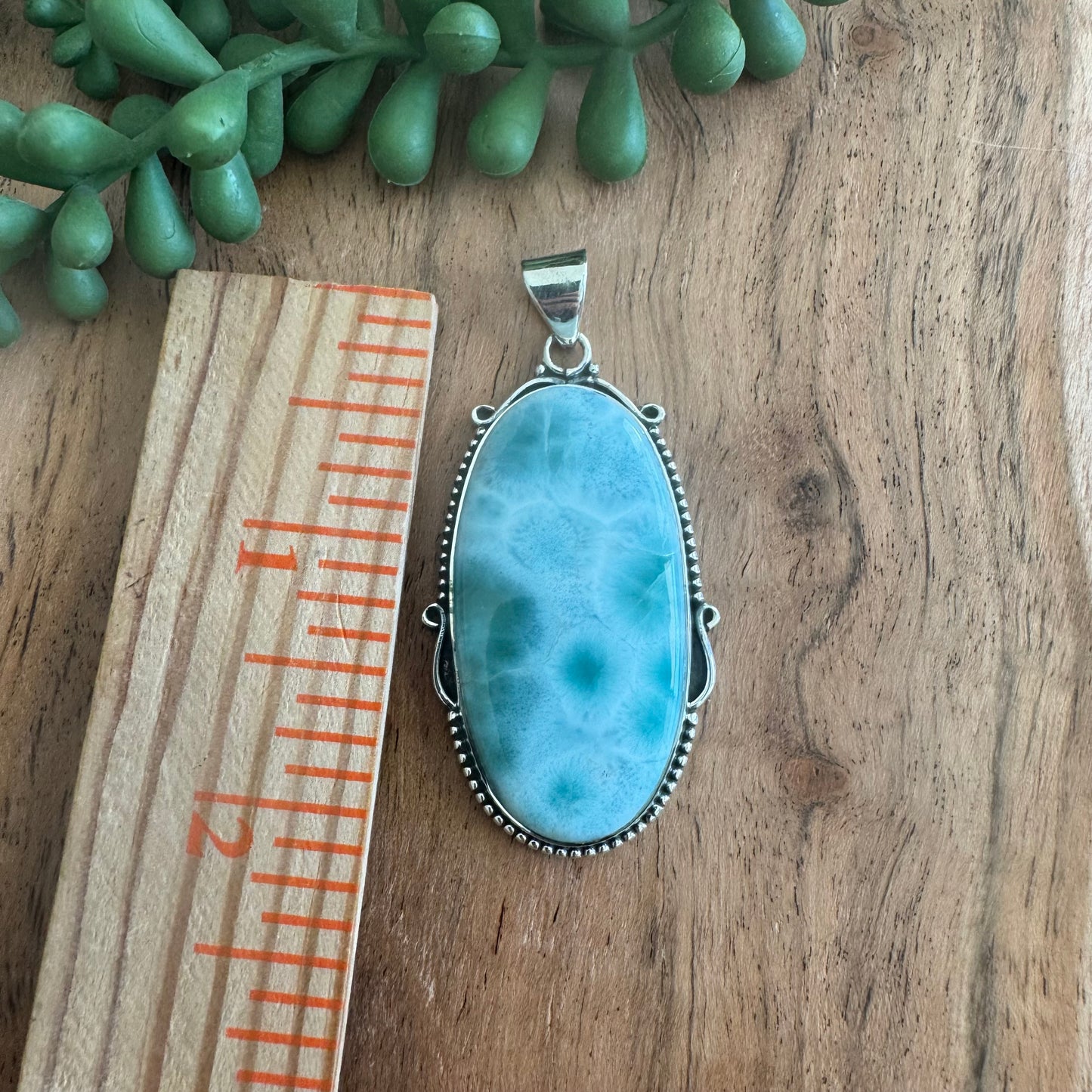 .925 Sterling Silver Oval Pendant – Larimar