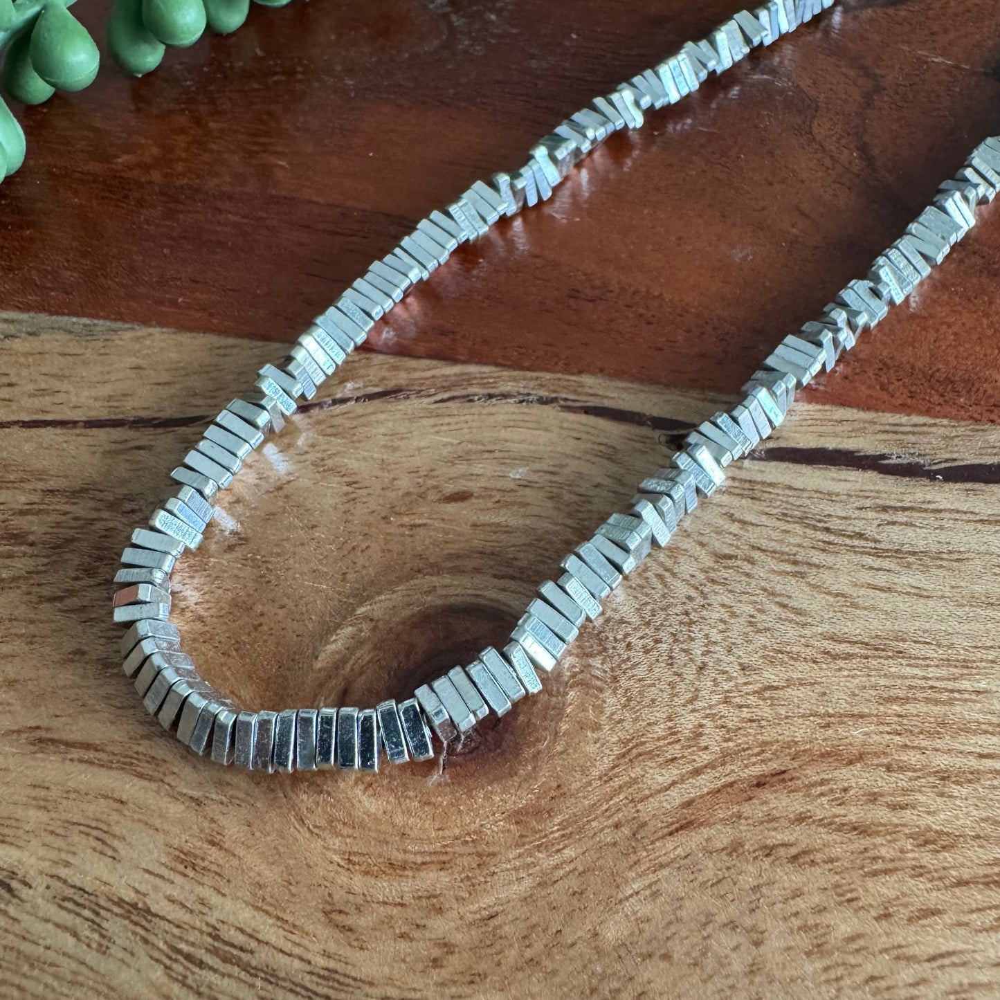 Triangle Silver Plated Brass Bead Spacers 1.4mm x 4.7mm | 24 Inch Strand