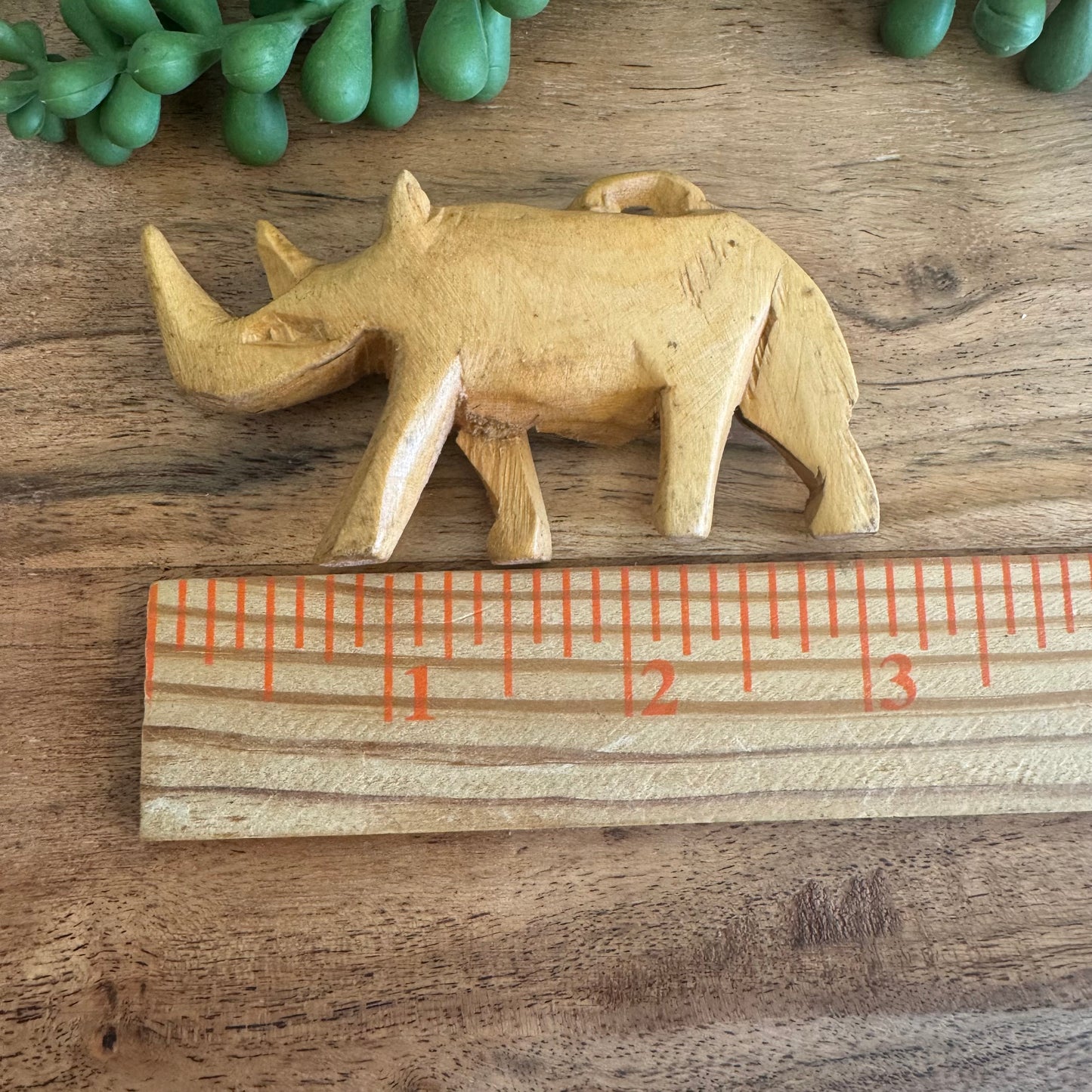 Vintage Carved African Rhinoceros Pendant -Wood