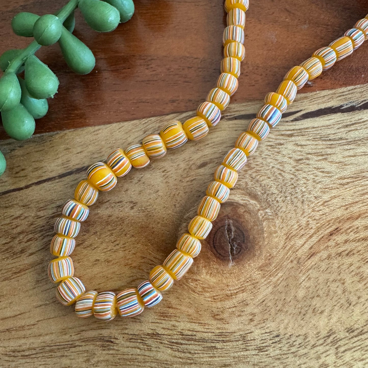 Tangerine Striped Java Gooseberry Beads