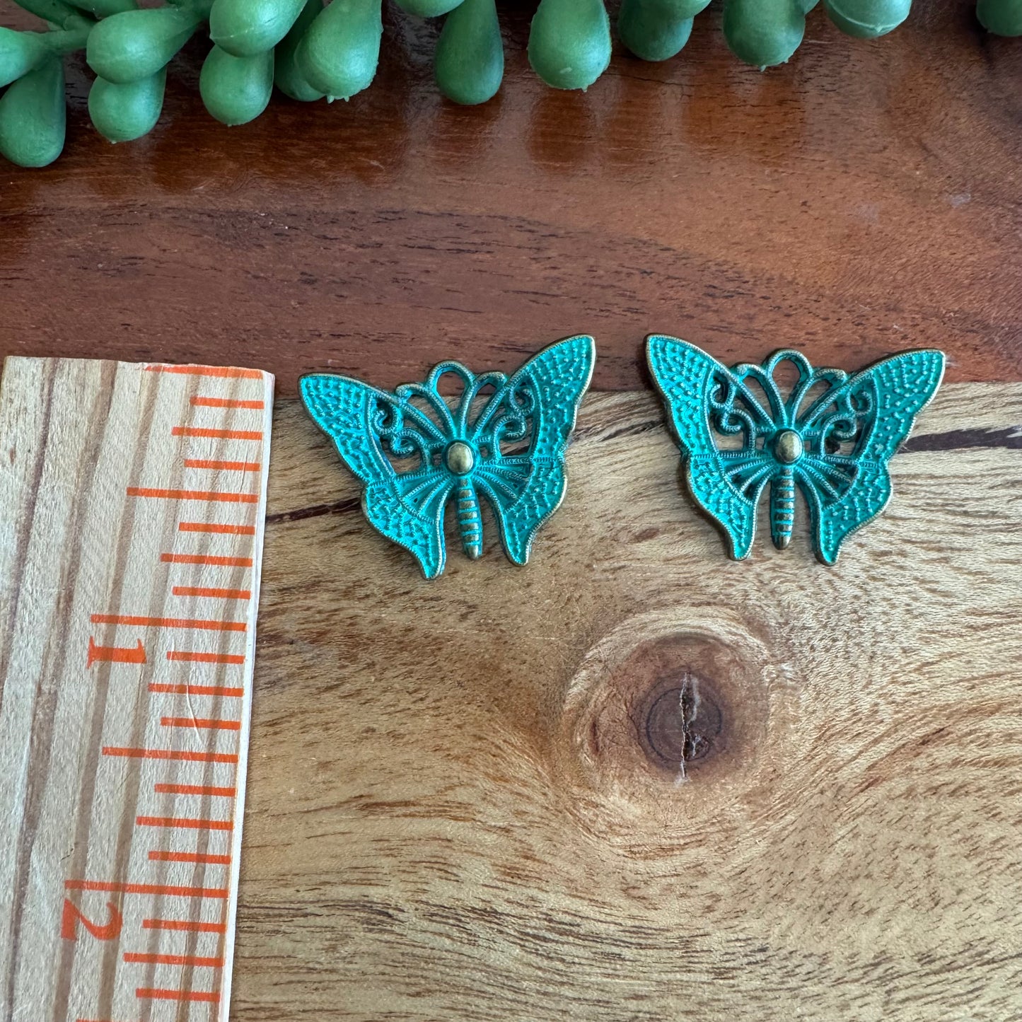 Bronze Patina Butterfly Charms – Set of 2, 31x23mm
