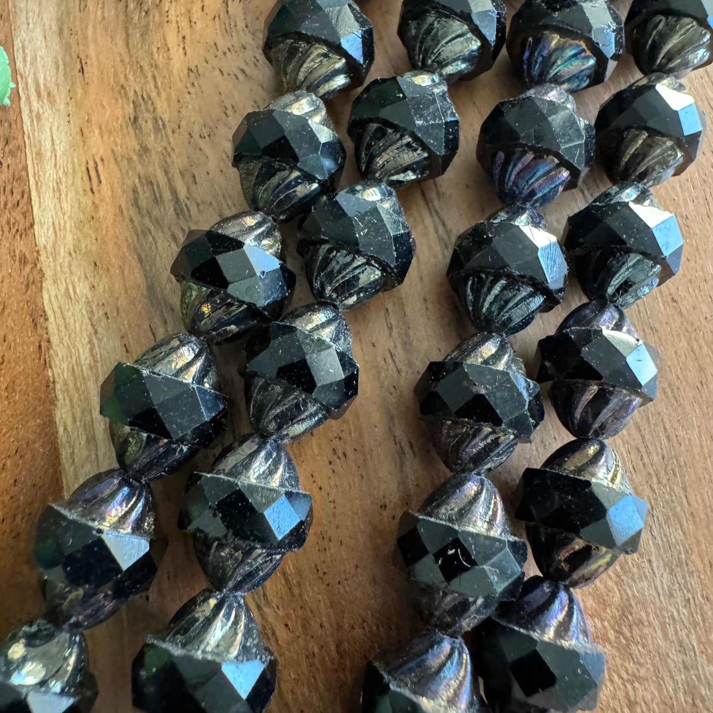 Vintage Czech Glass Turbine Bead Strand