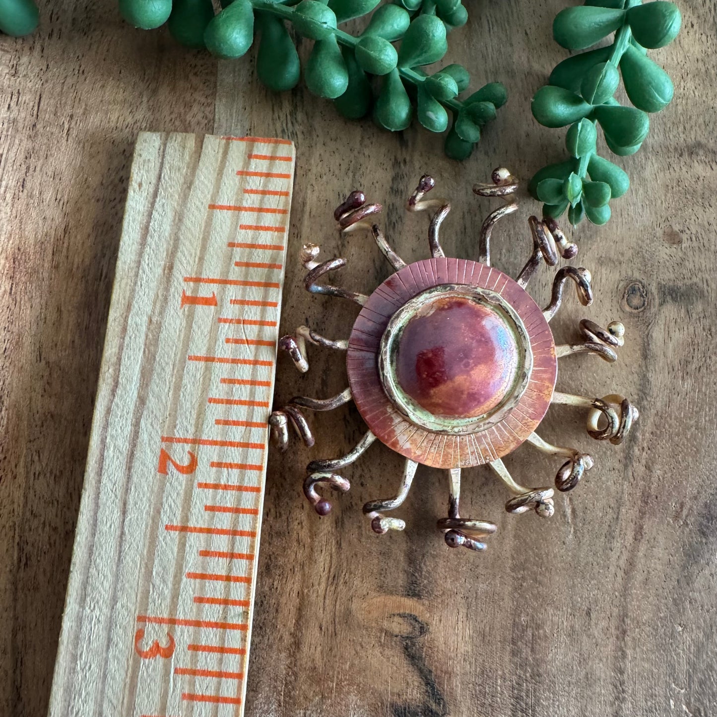 Copper Sunburst Pendant with Brass Ray Accents by Patricia Healey PH01