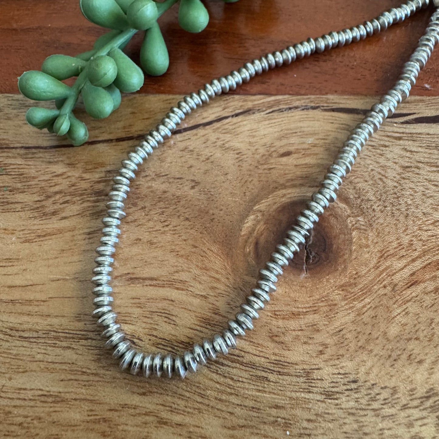 Silver Plated Flying Saucer Spacer Beads – 4mm, 24 Inch Strand