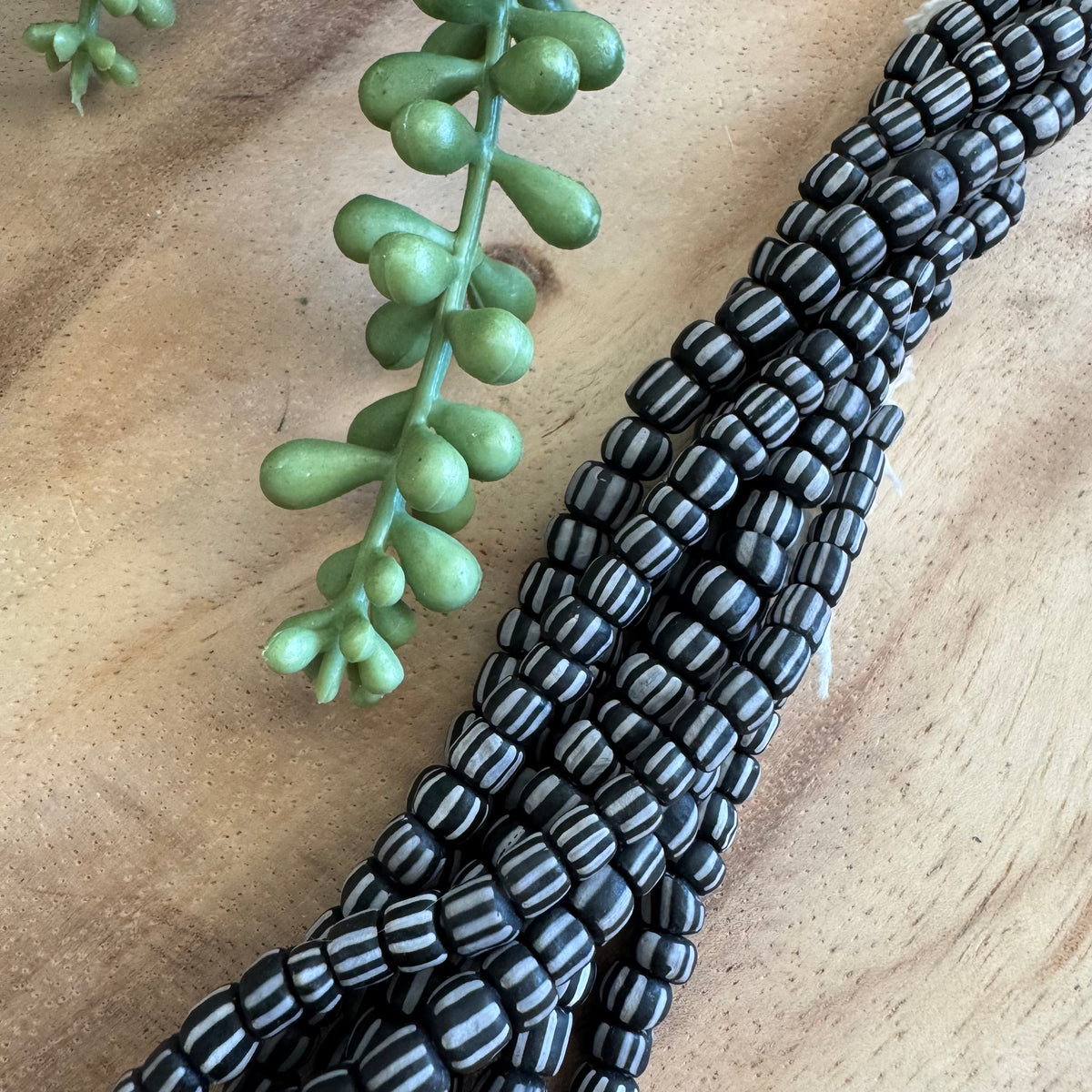 Black and White Striped Java Gooseberry Beads JS038