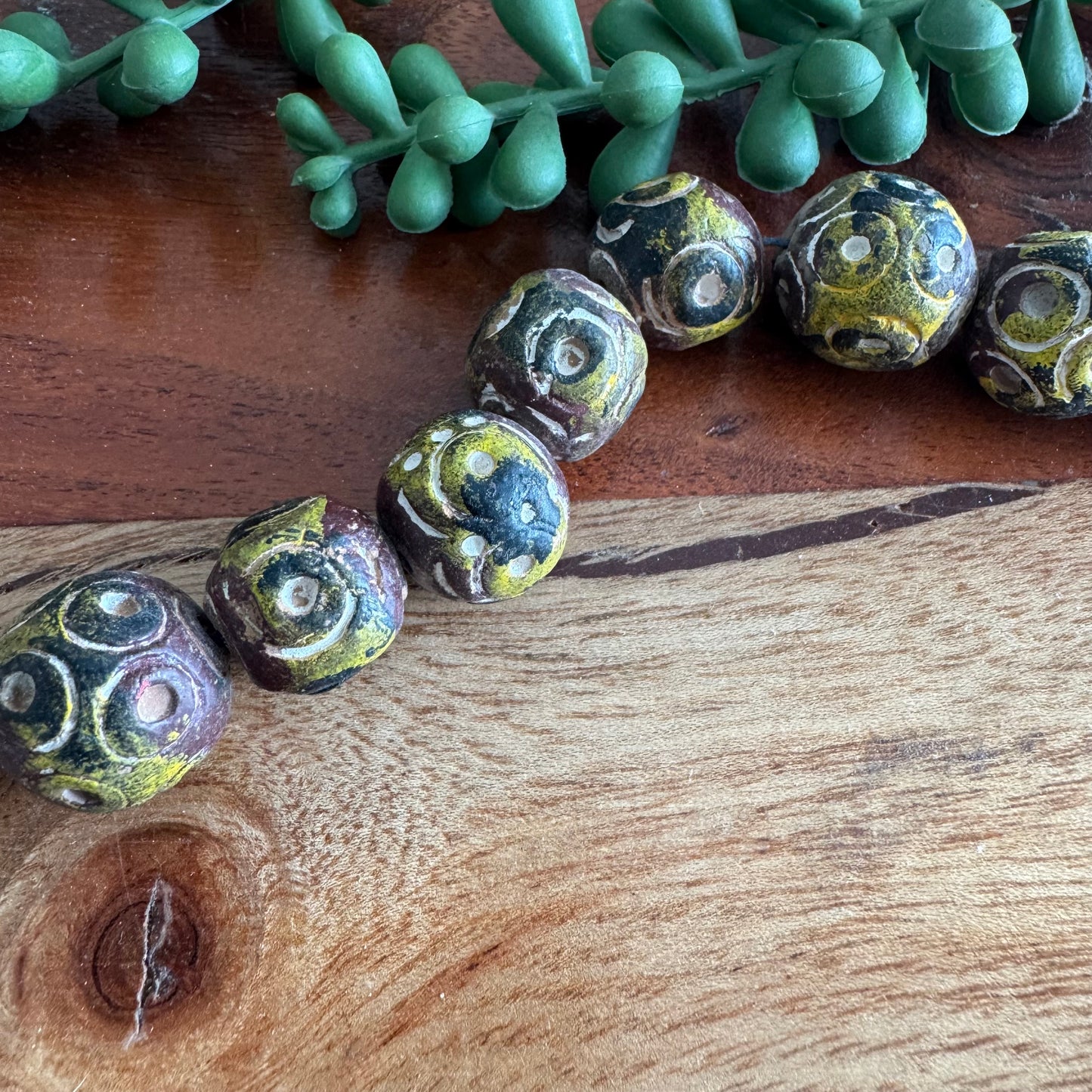 Carved Clay Beads | Colorful, Rustic, Tribal Style