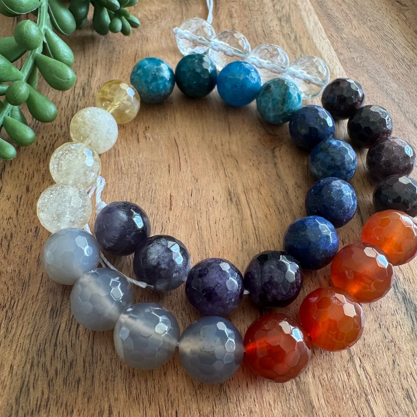 AAA Natural Chakra Gemstone Beads – Faceted 12 mm, Multi-Color