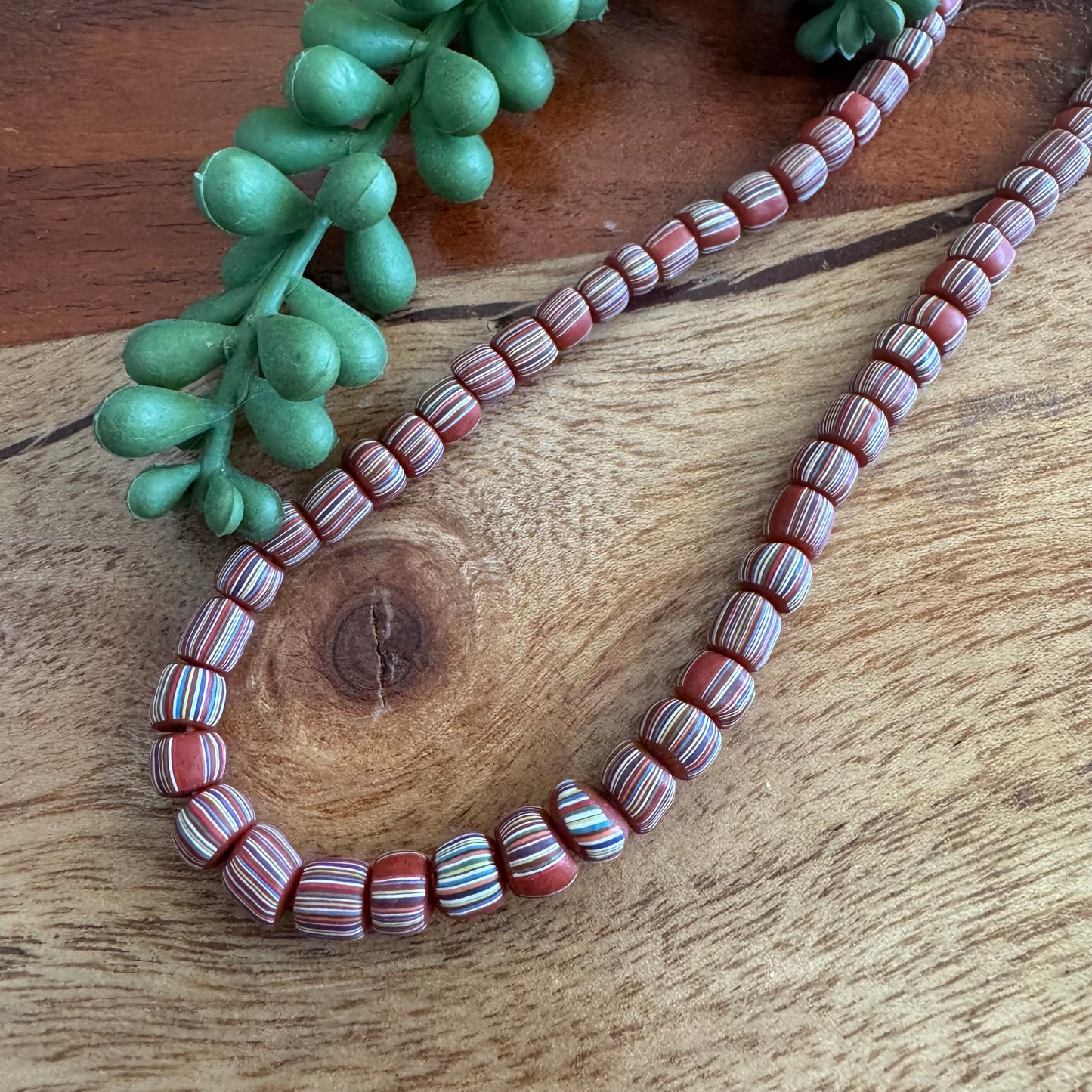 Rust Red Striped Java Gooseberry Beads