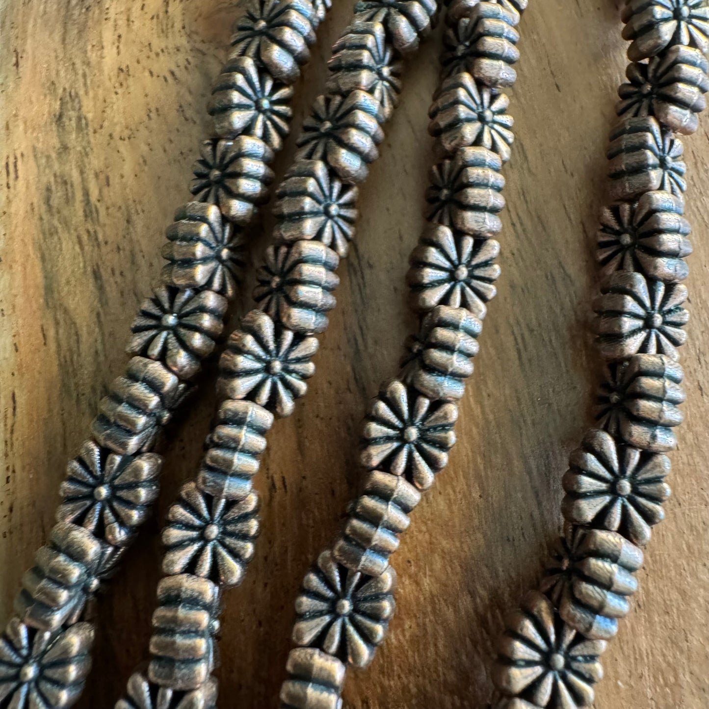 Antique Copper Plated Square Flower Metal Beads