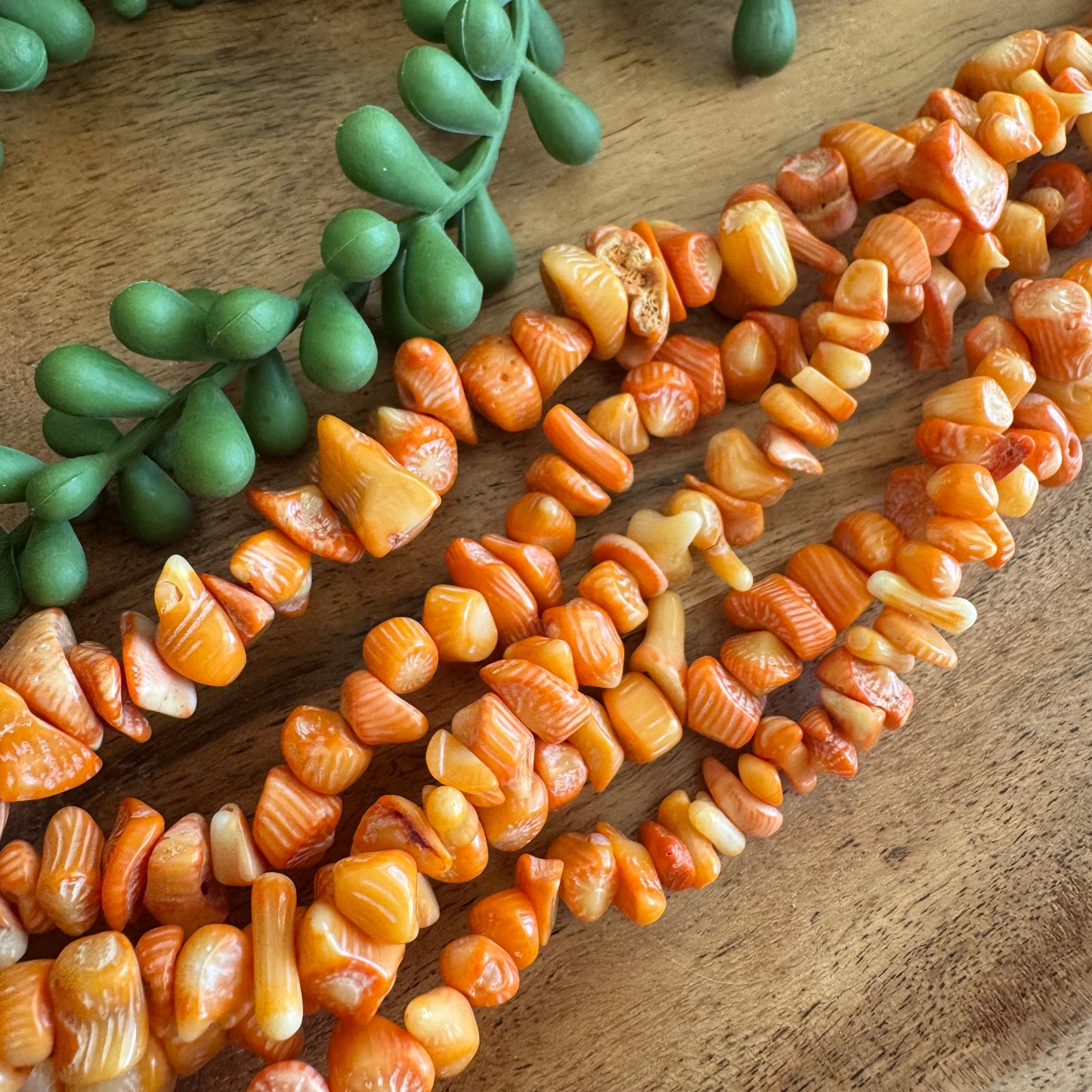 Dyed Orange Coral Chips/Nuggets Bead Strand