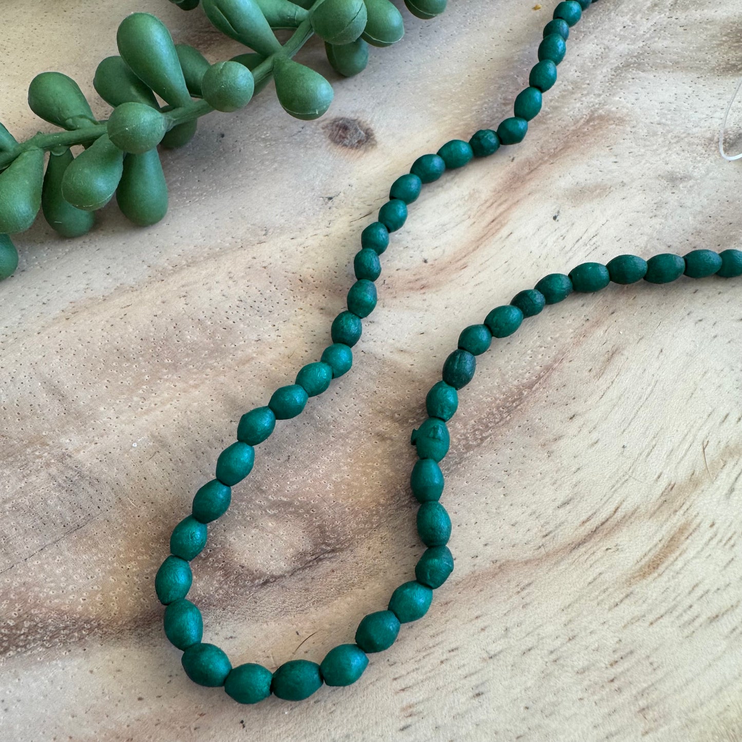 Dyed Small Bone Round Beads Emerald Green Color– 4–5x6 mm – 15–16 Inch Strand BN22