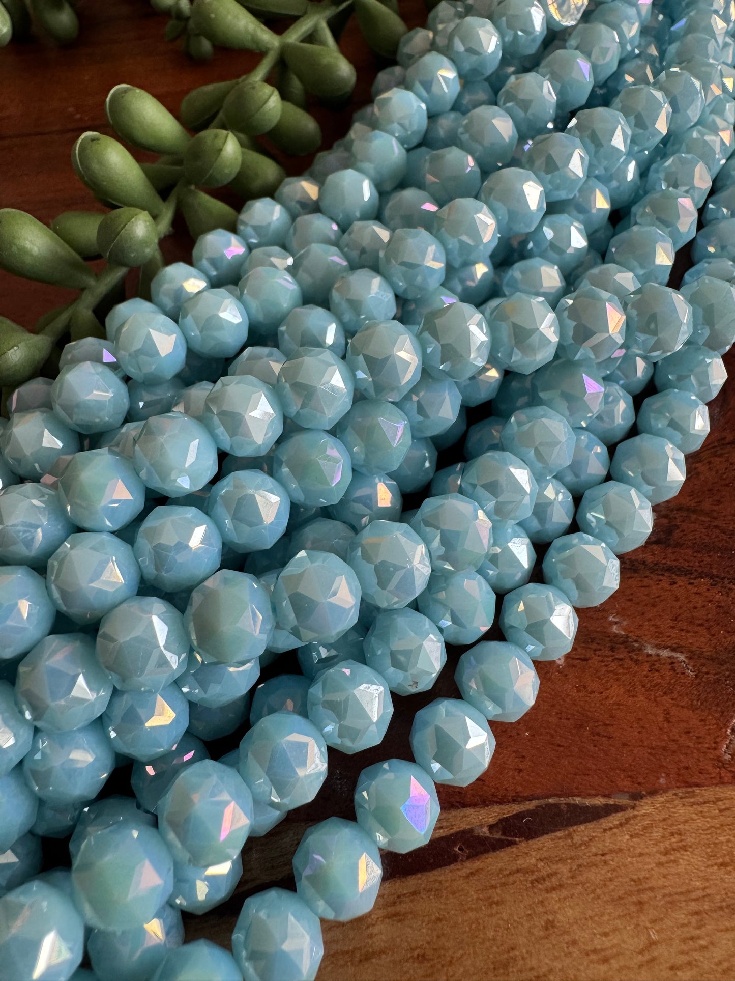 8mm Light Blue Chinese Crystal Glass – Faceted & Iridescent