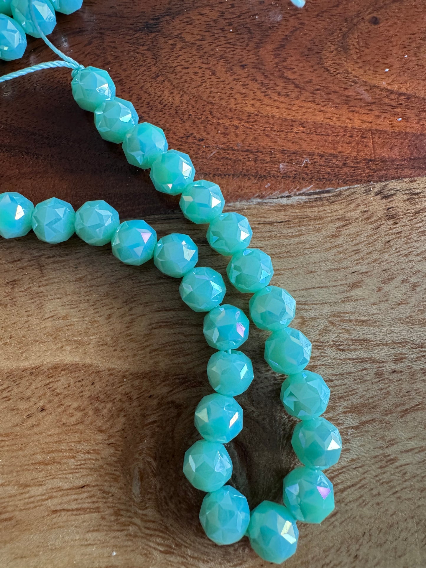 8mm Aqua Chinese Crystal Glass – Faceted & Iridescent