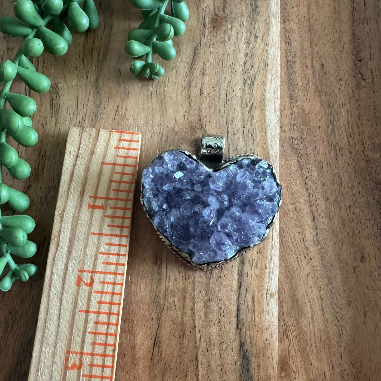 Amethyst Druzy Heart Pendant- Southwest Style