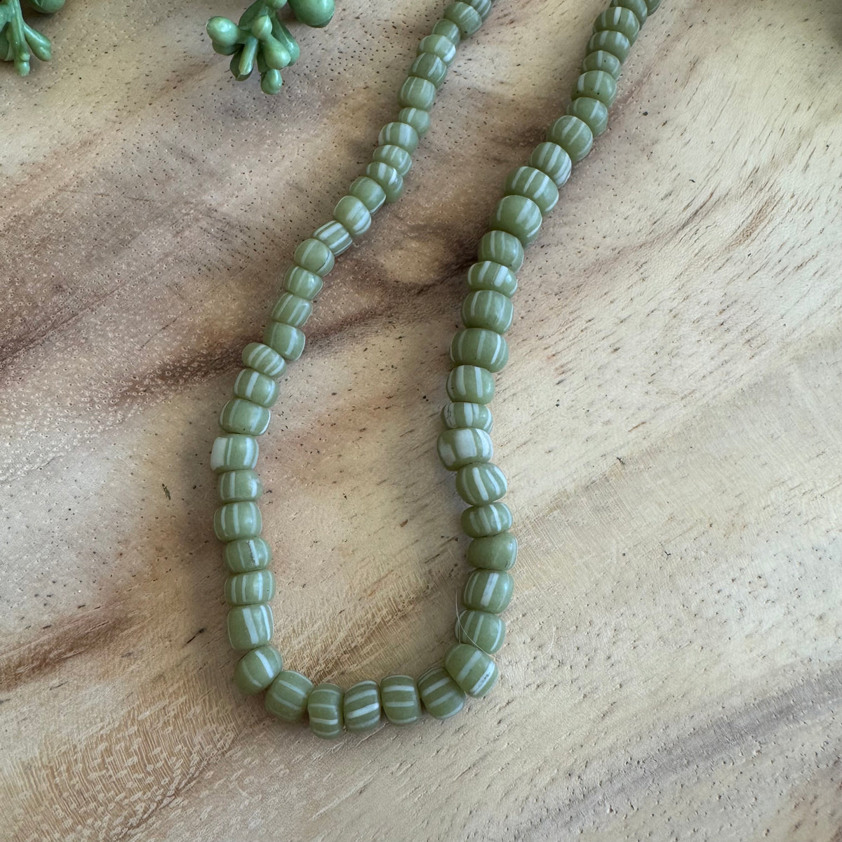 Green Striped Java Gooseberry Beads JS003