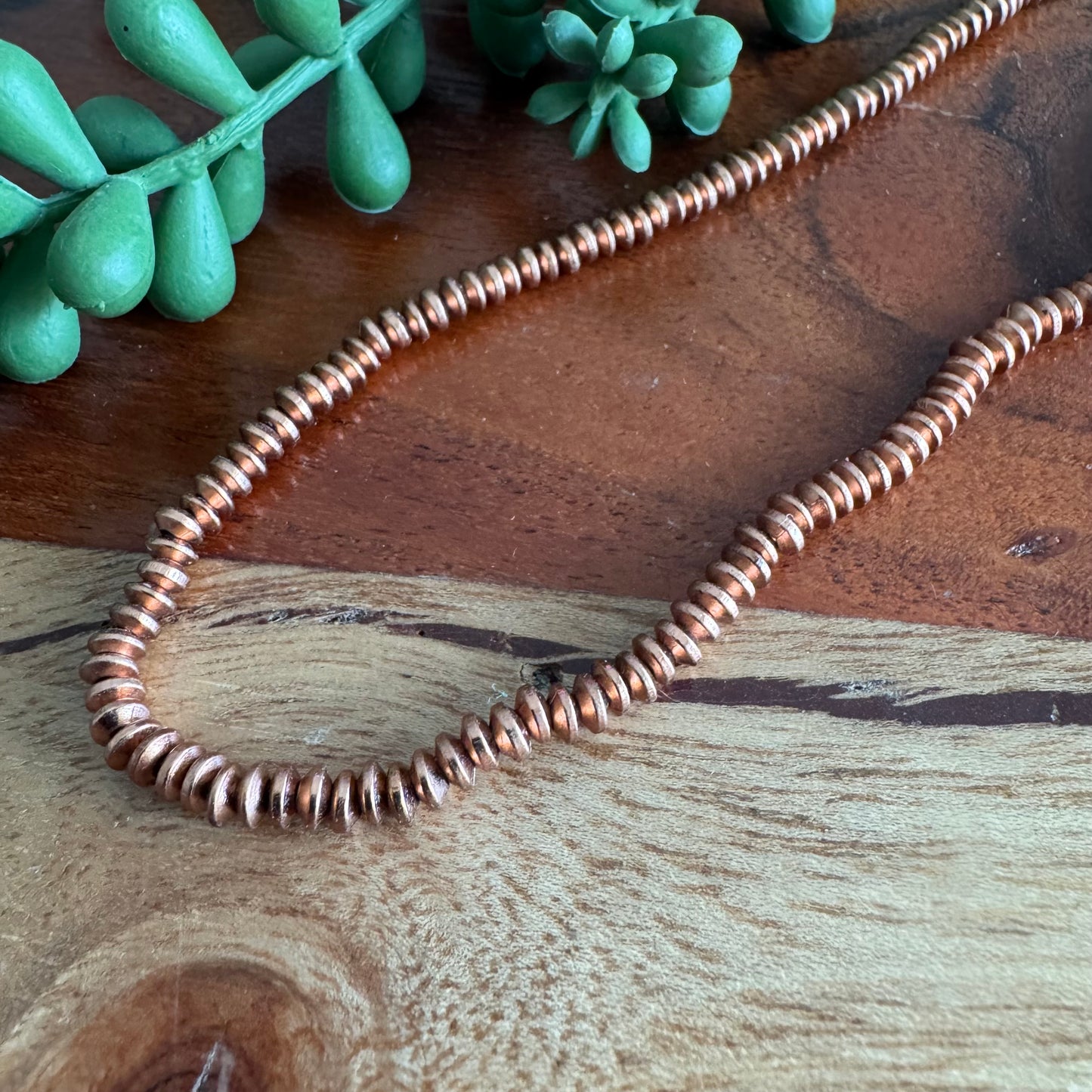 Copper Flying Saucer Spacer Beads – 4mm, 24 Inch Strand