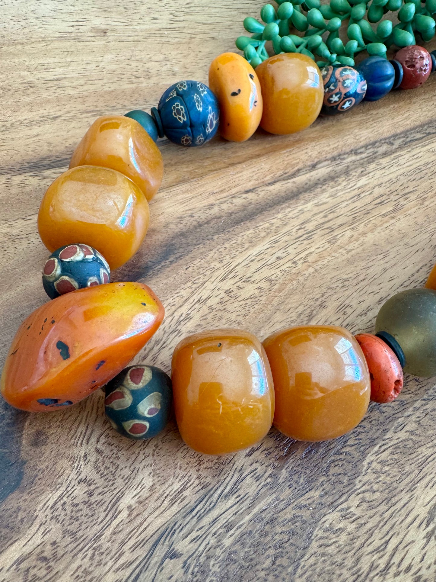 Rare Tibetan Mixed Bead Strand – Millefiori, Glass, Wood, Bone & Resin