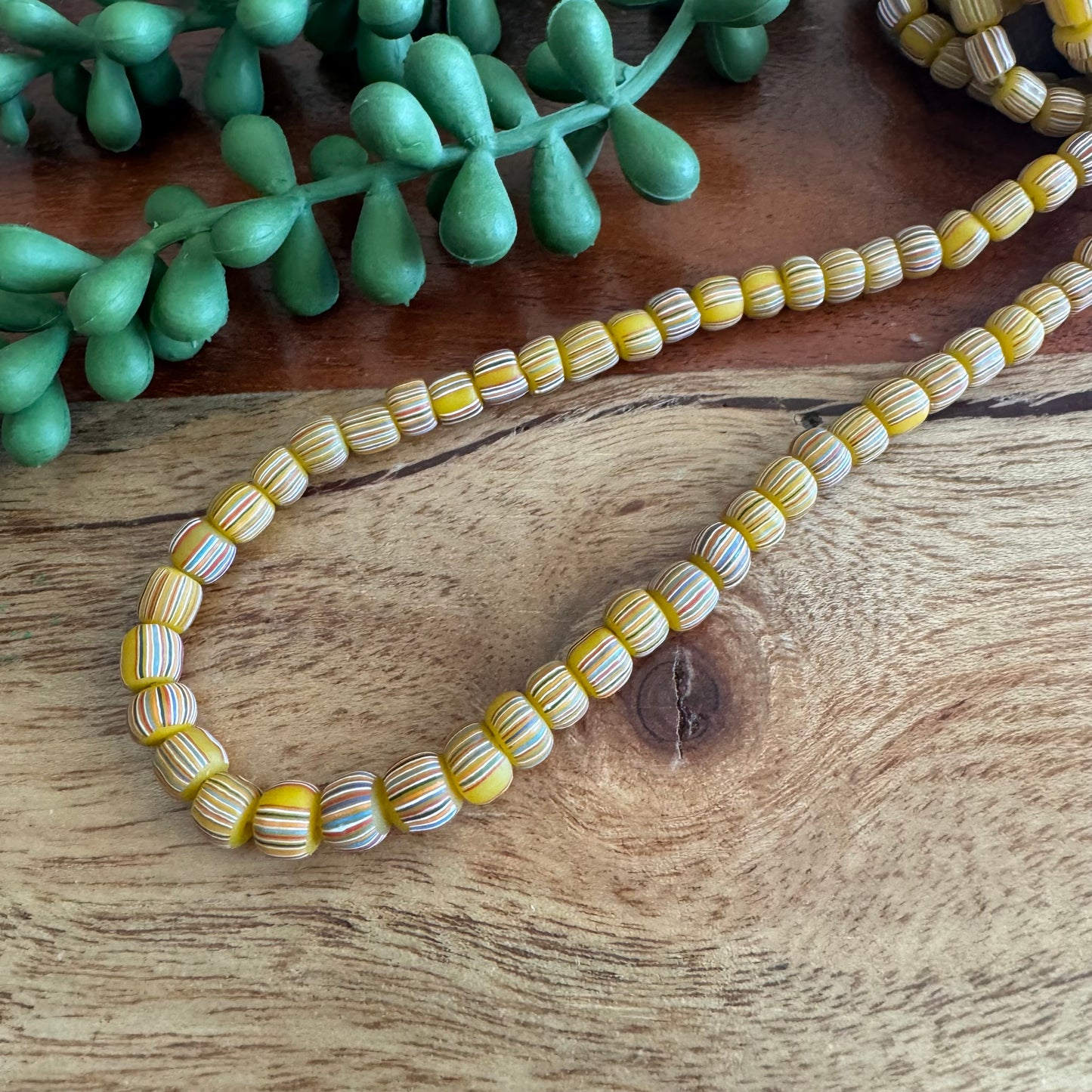 Yellow Striped Java Gooseberry Beads