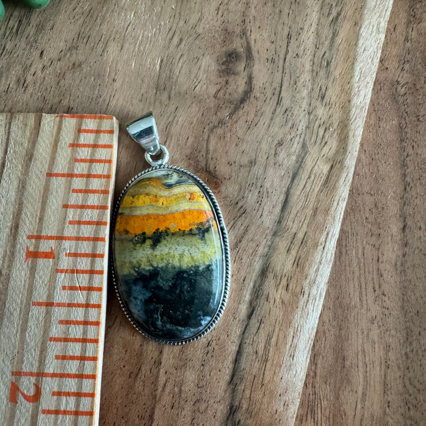 .925 Sterling Silver & Bumblebee Jasper Oval Pendan