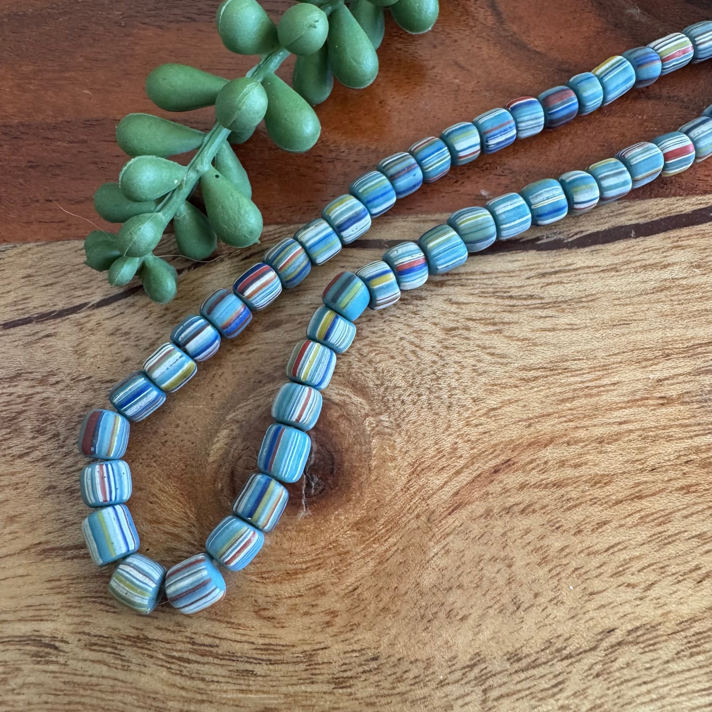 Blue Striped Java Gooseberry Beads