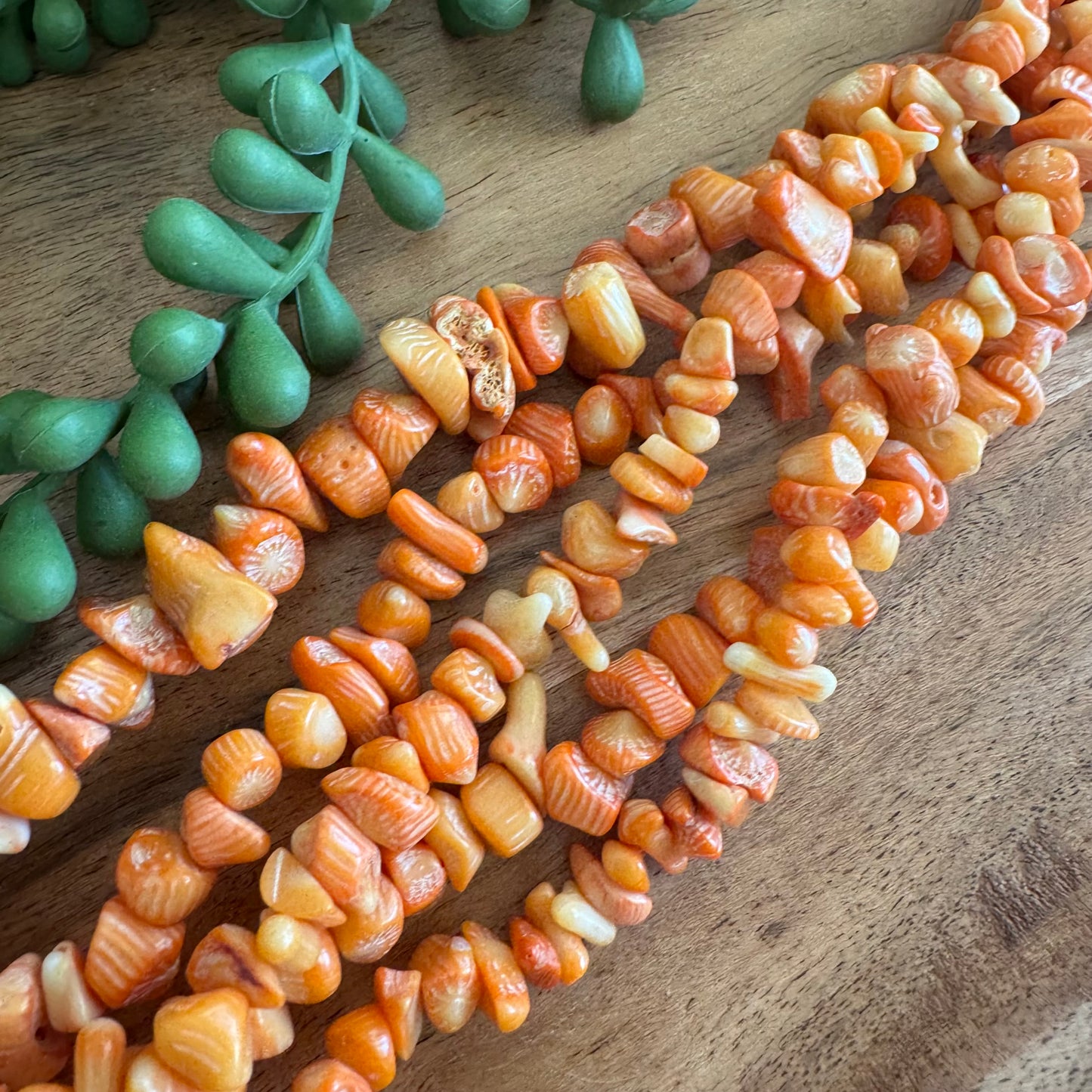 Dyed Orange Coral Chips/Nuggets Bead Strand