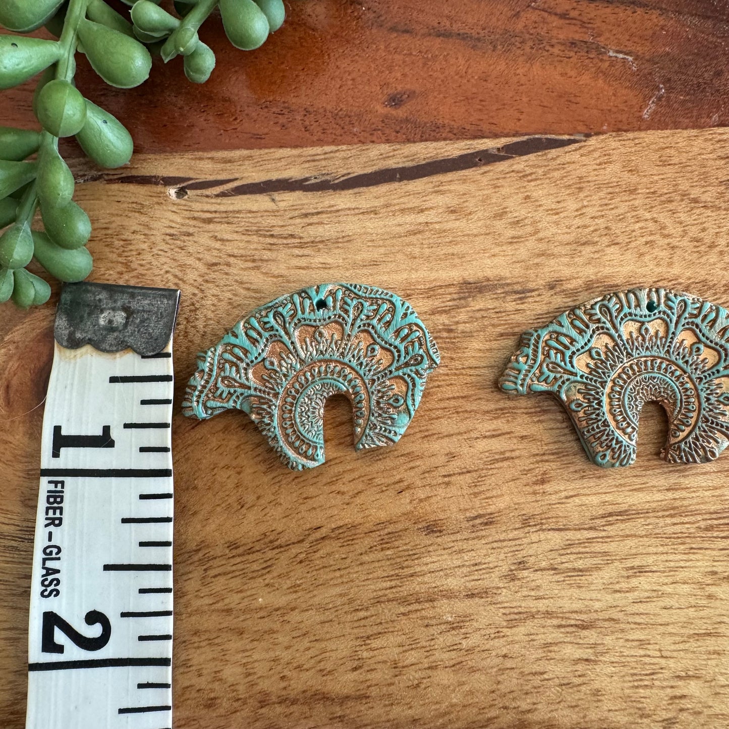 Zuni Bear Mandala Charm Pair