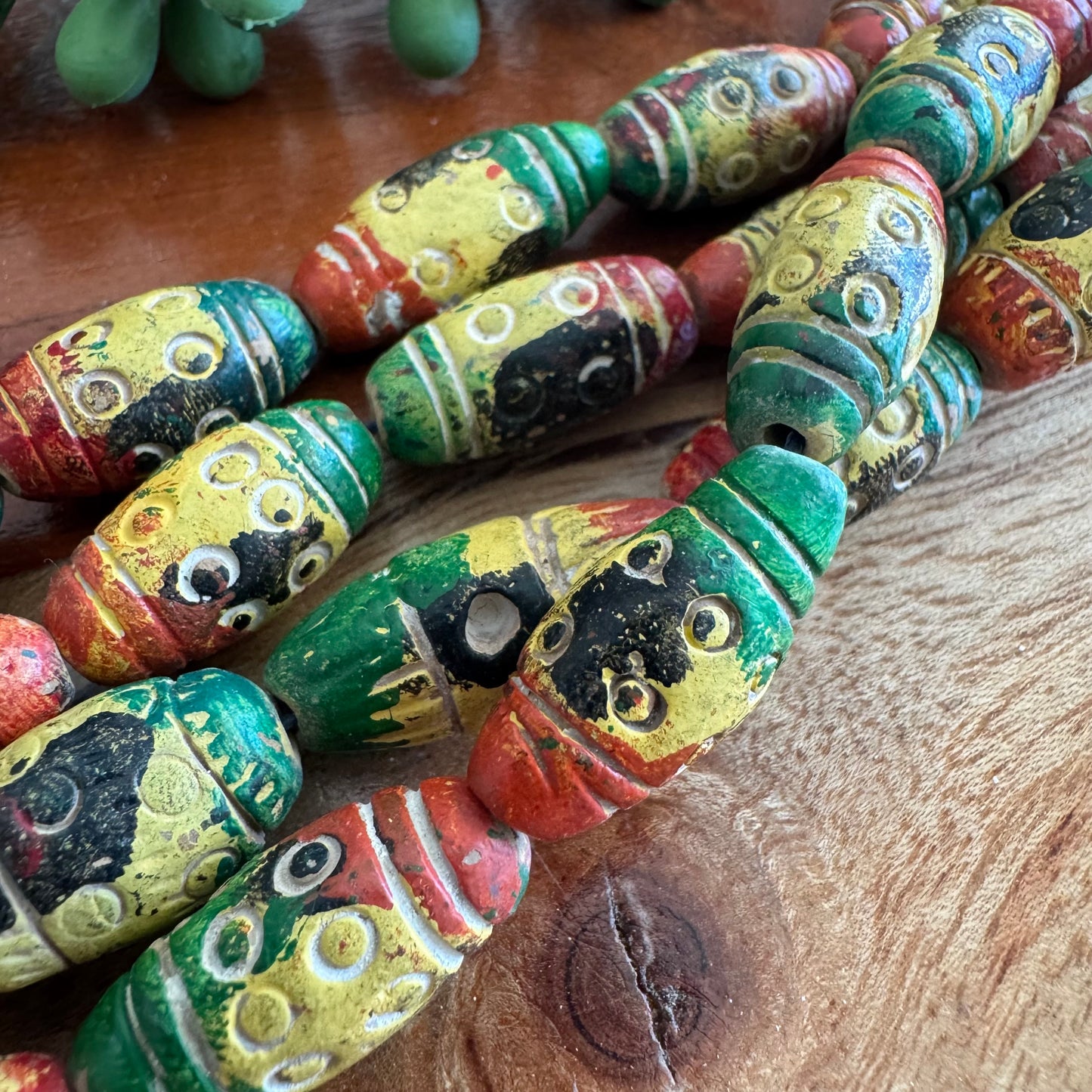 Carved Clay Beads | Colorful, Rustic, Tribal Style
