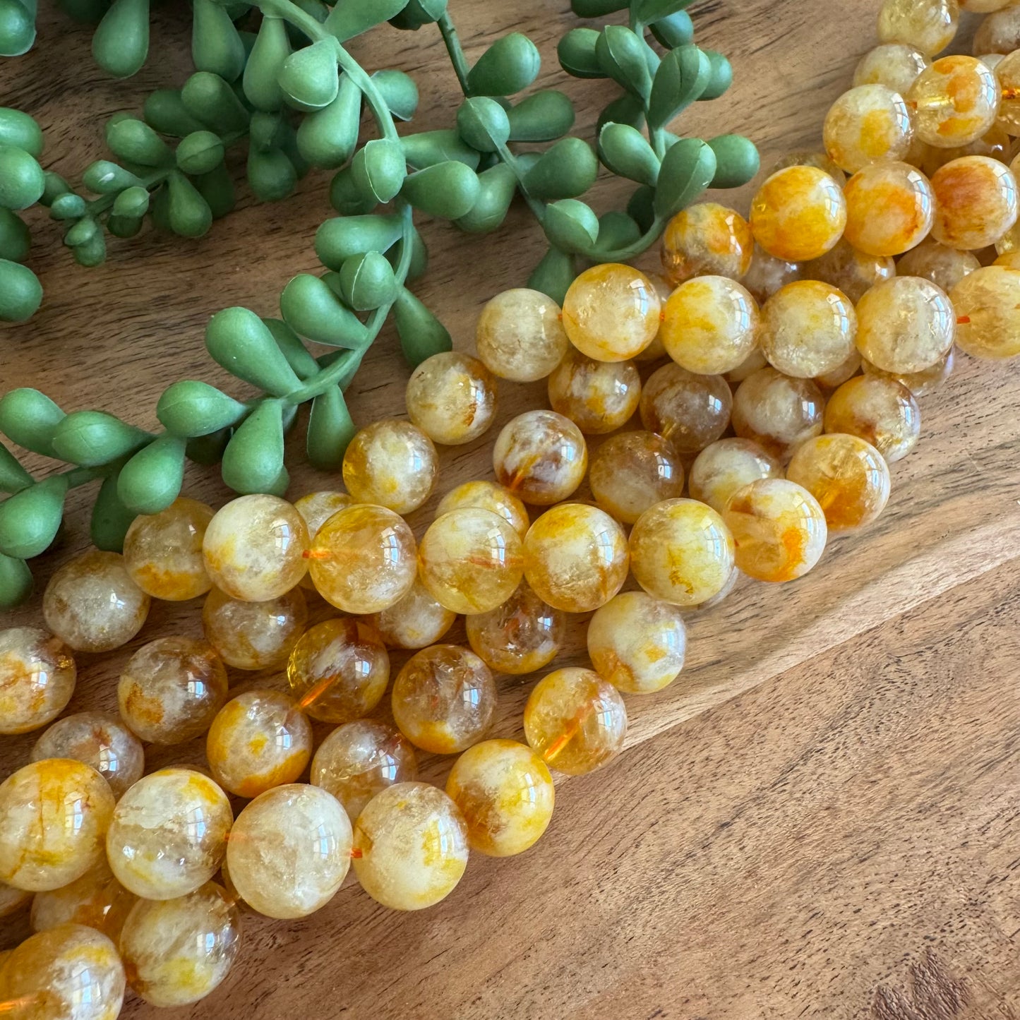Citrine Round Bead Strand – 12 mm