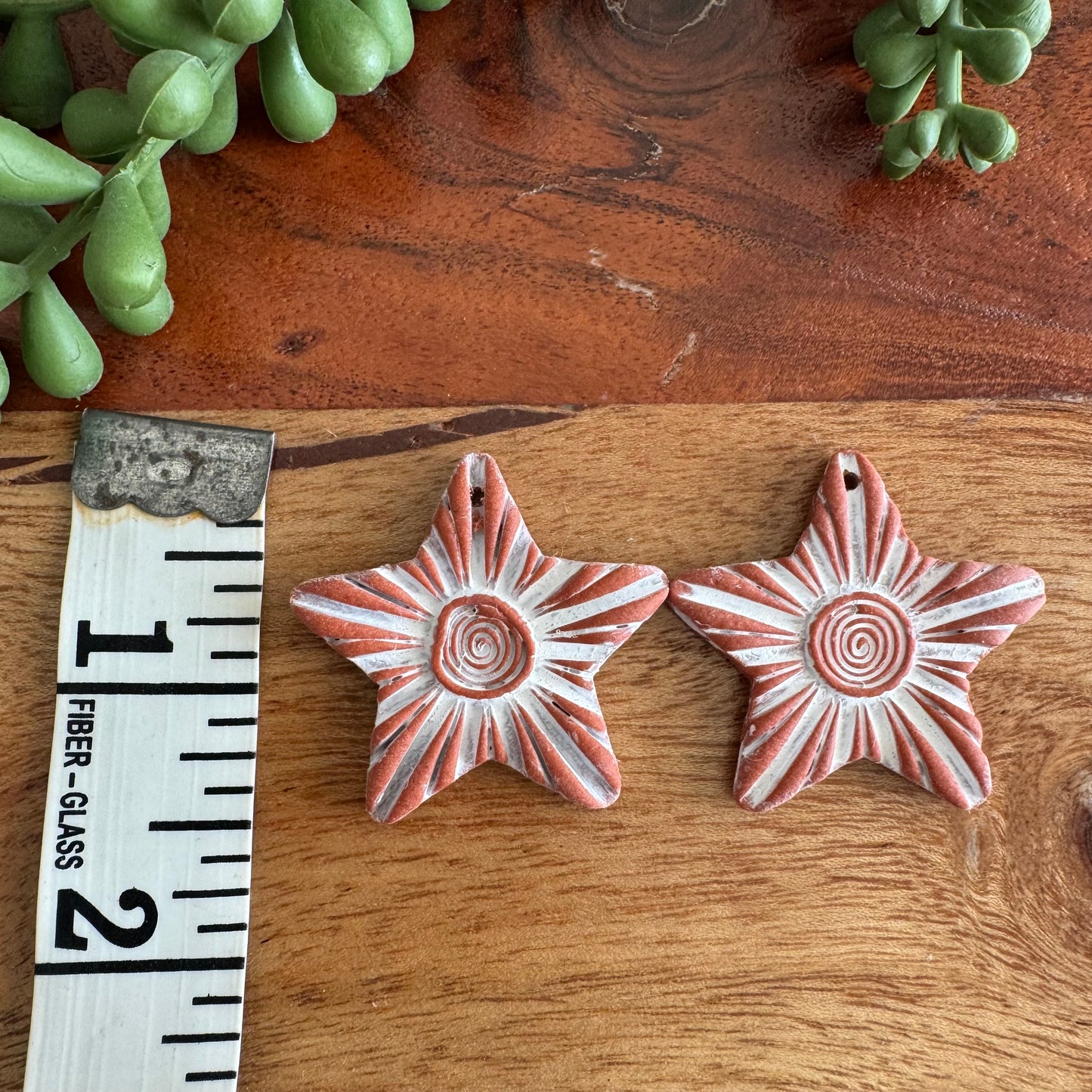 Terracotta Spiral Star Pair