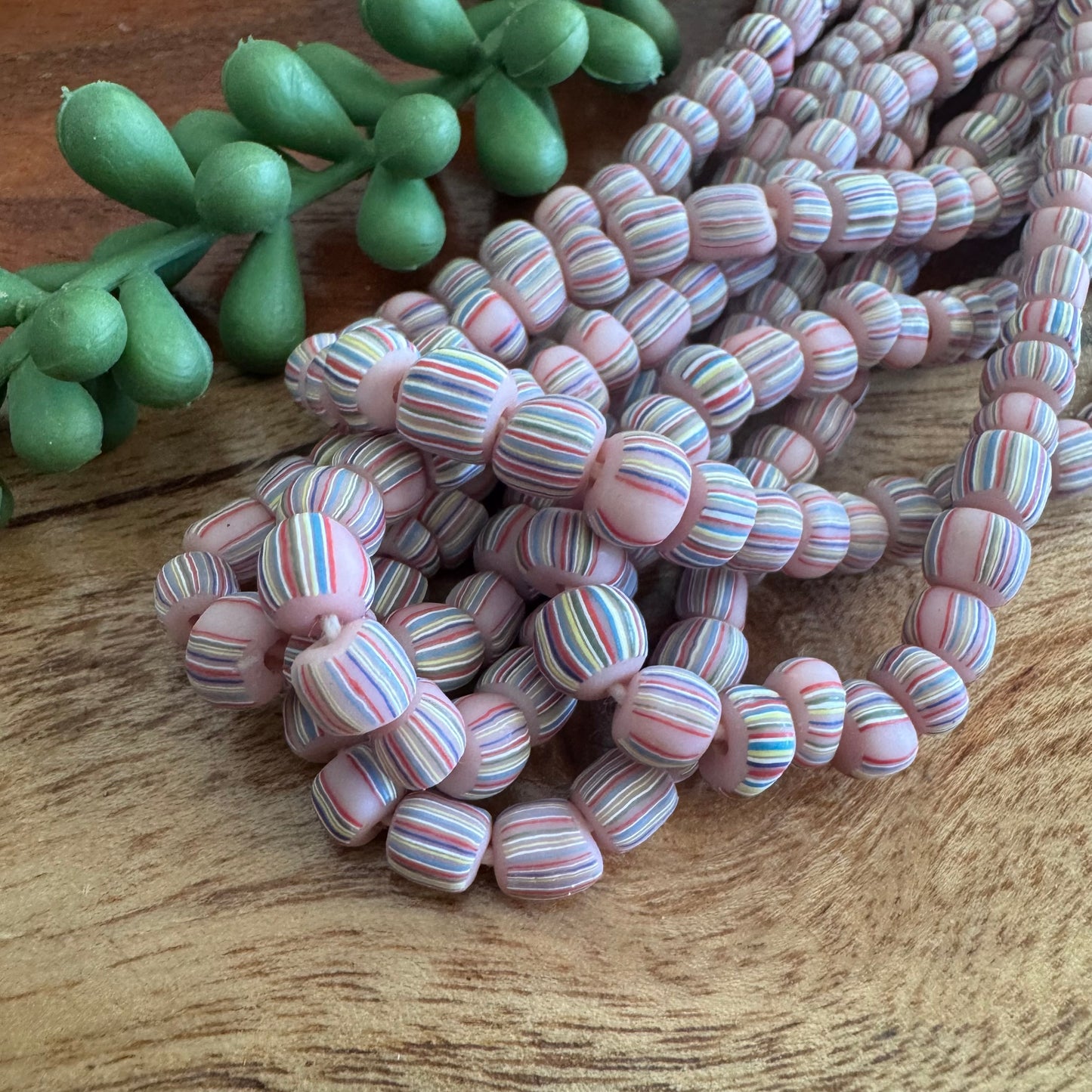 Light Pink Striped Java Gooseberry Beads