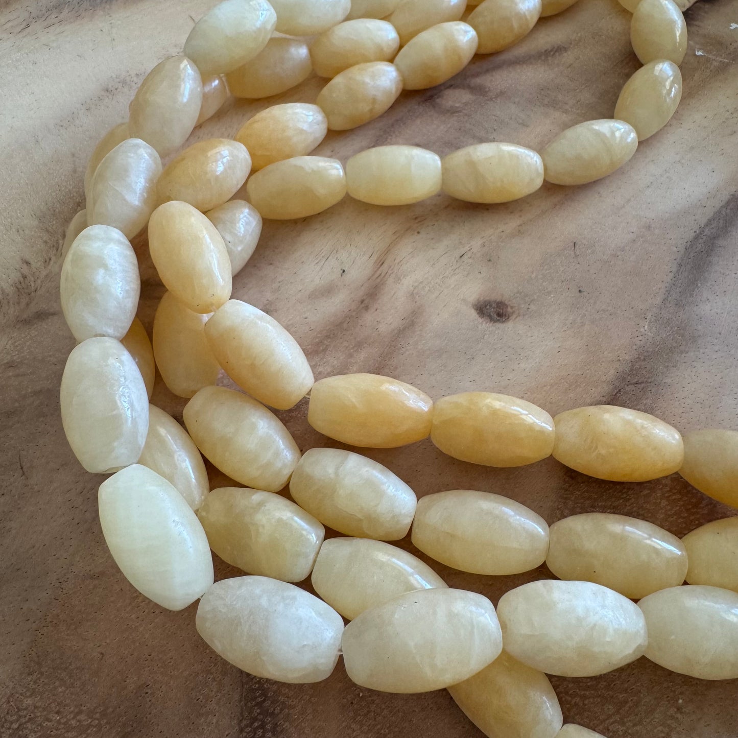 Butter Yellow Calcite Barrel Beads – 15x24mm – 15 Inch Strand ST02