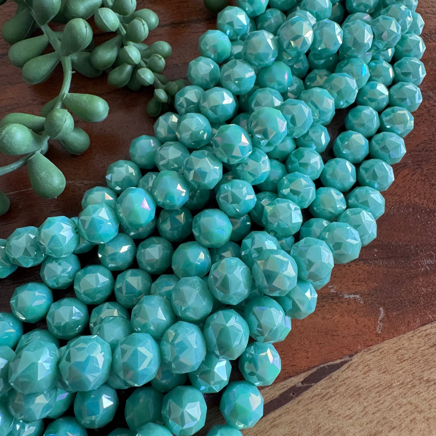 10mm Aqua Chinese Crystal Glass – Faceted & Iridescent