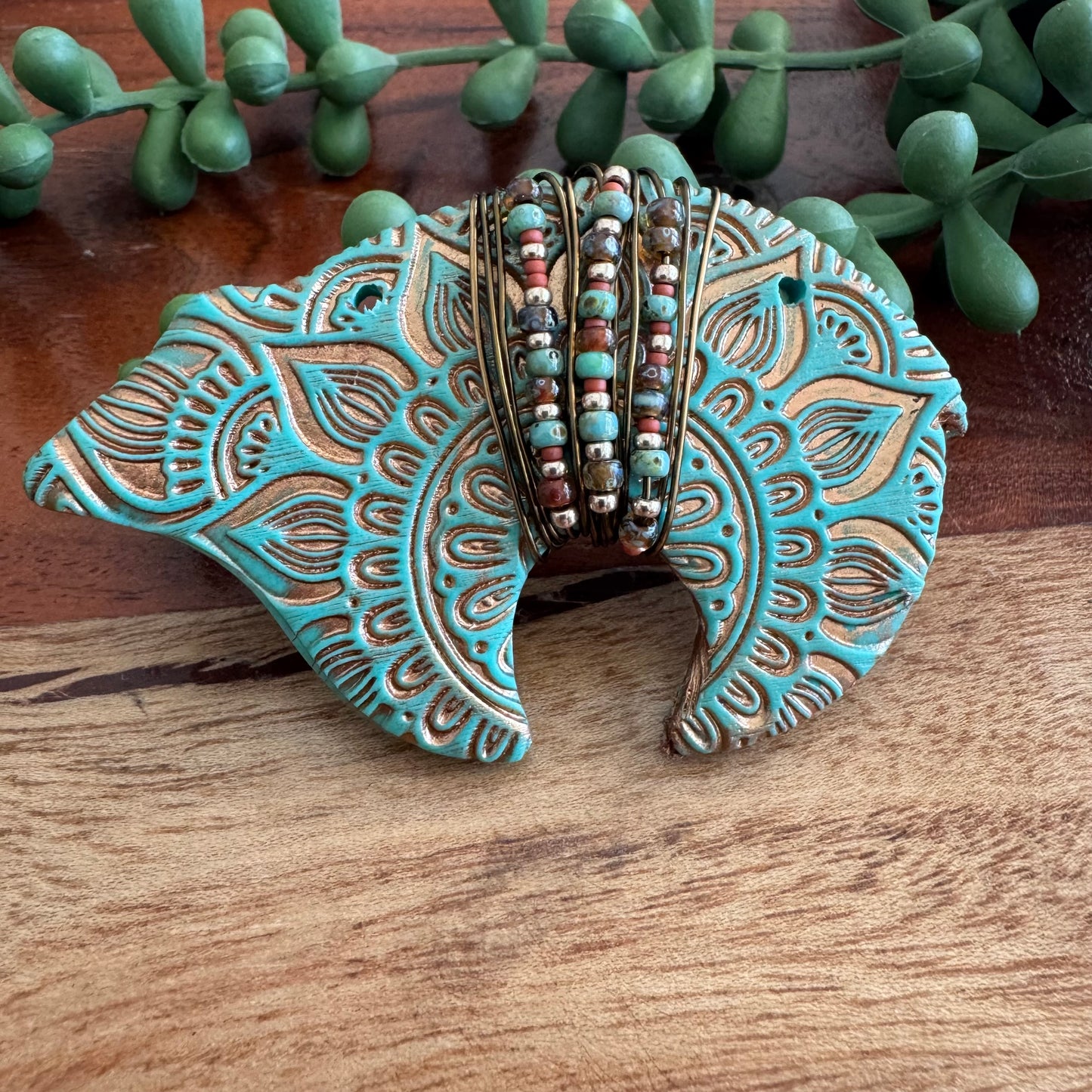Turquoise Wrapped Zuni Bear Pendant