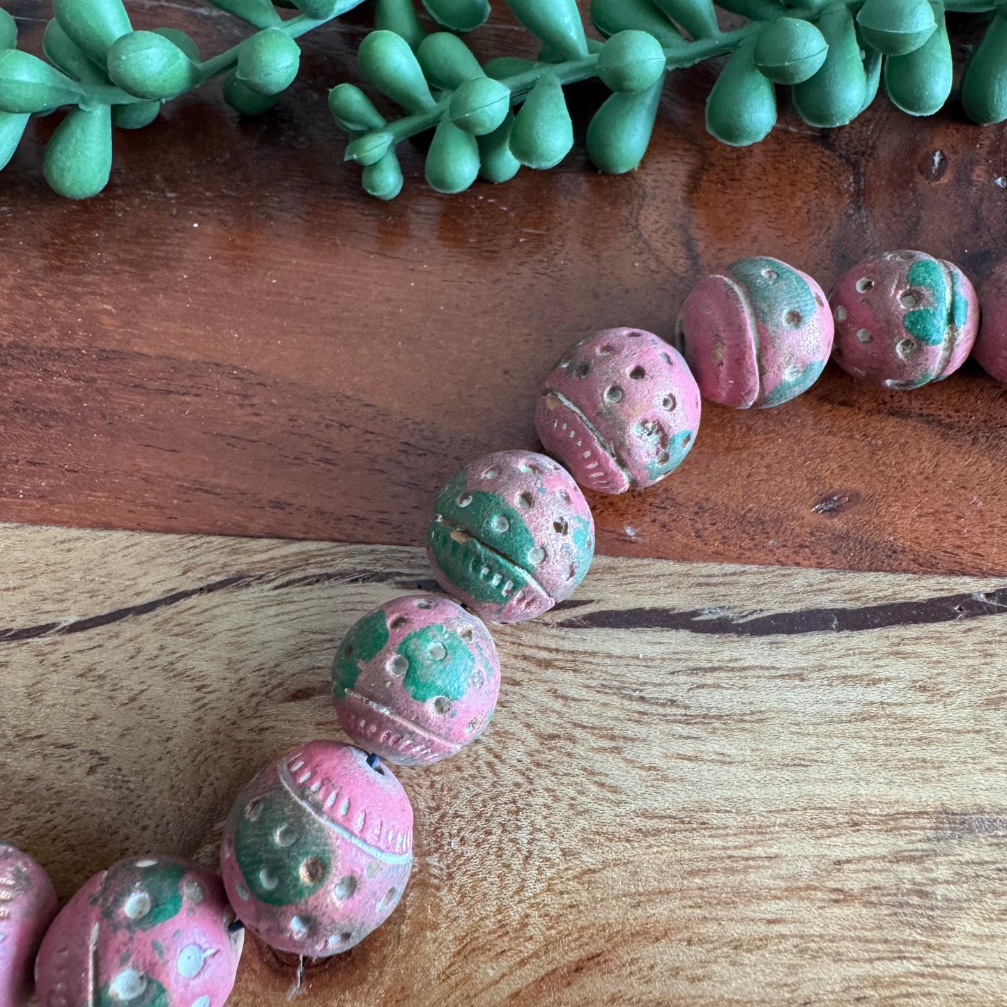 Carved Clay Beads | Colorful, Rustic, Tribal Style