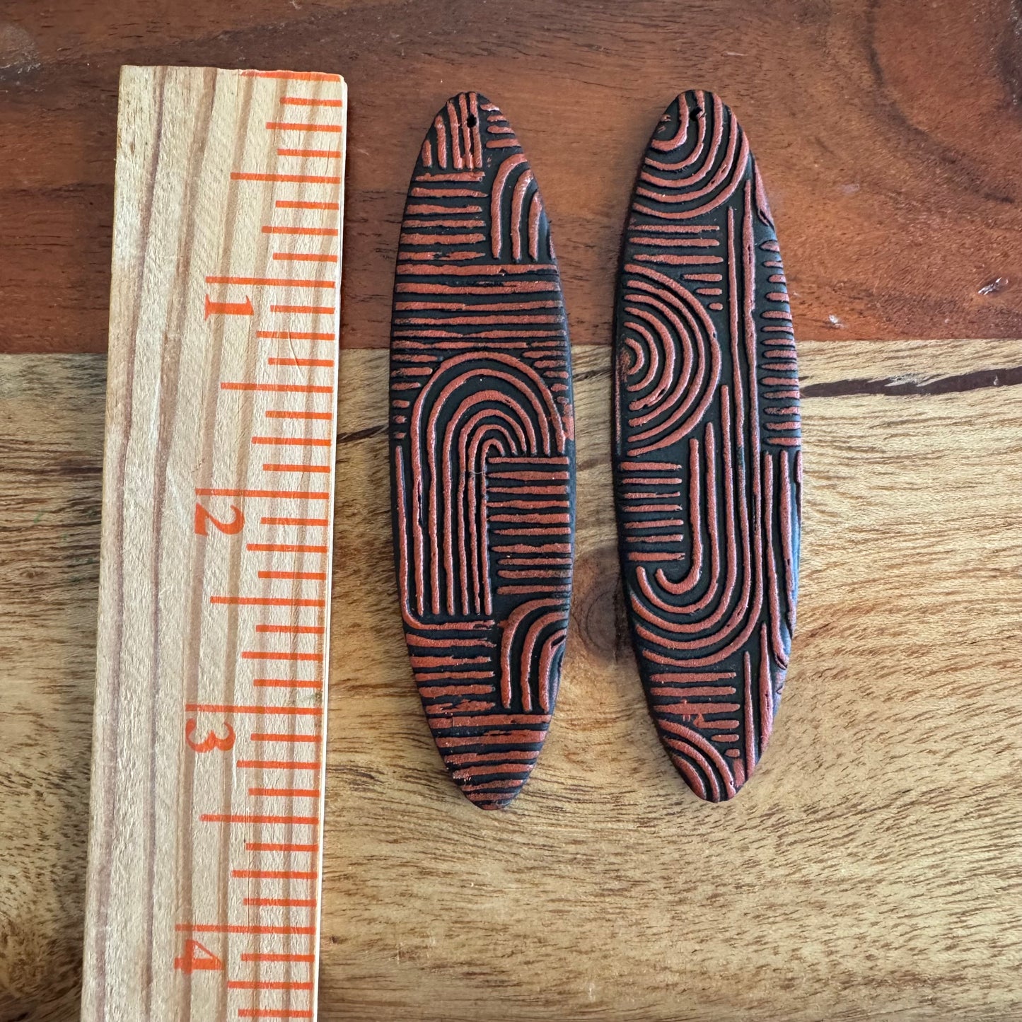 Black and Red Mud Cloth Pendant Pair