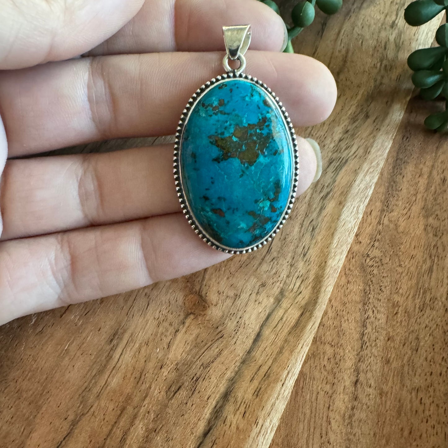 .925 Sterling Silver Oval Pendant – Shattuckite
