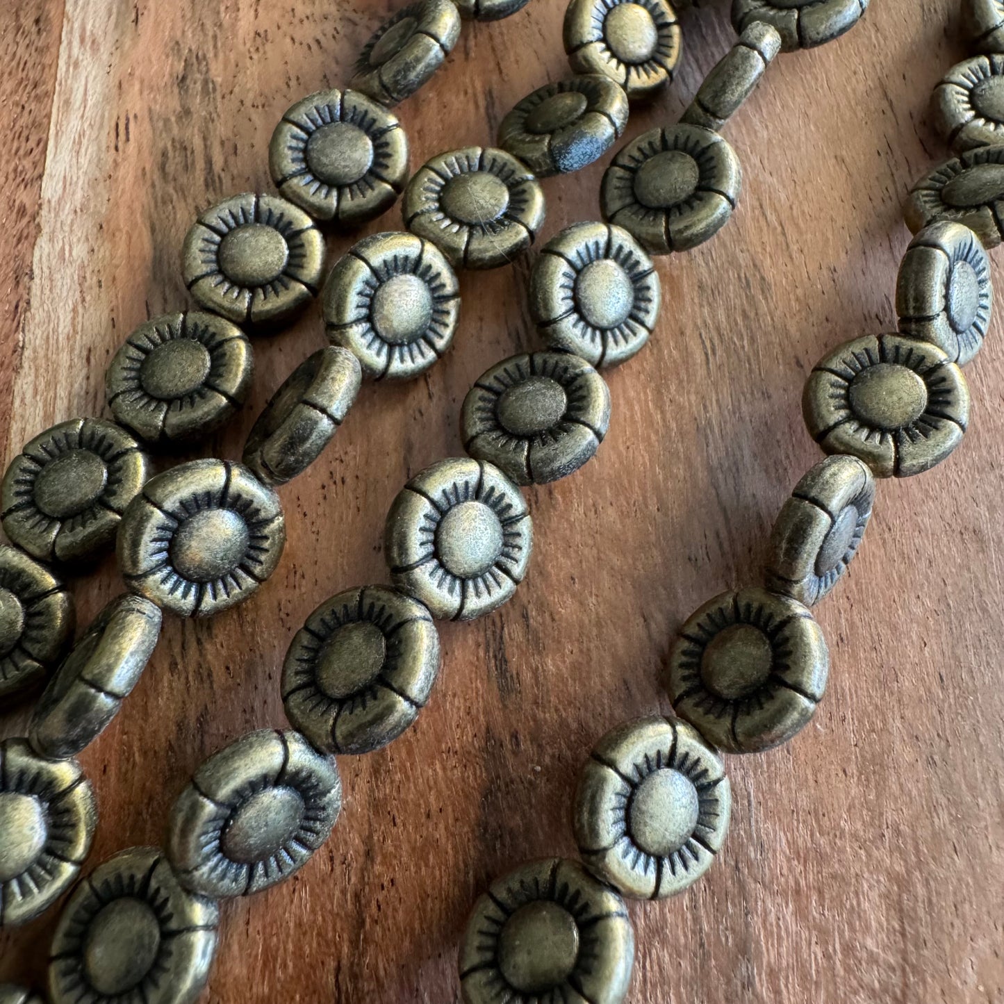 Antique Brass Plated Flower Metal Beads