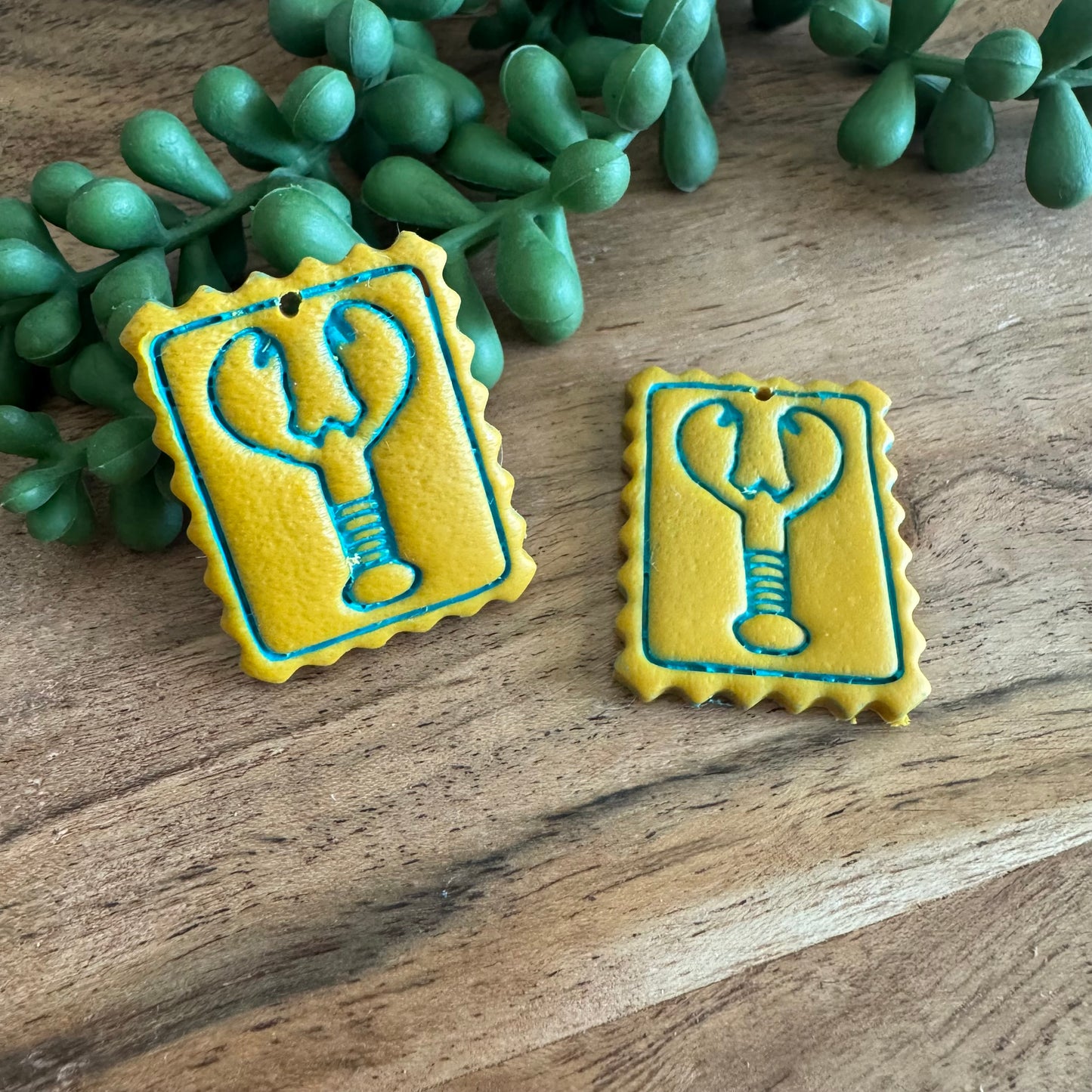 Mustard and Turquoise Lobster Pair