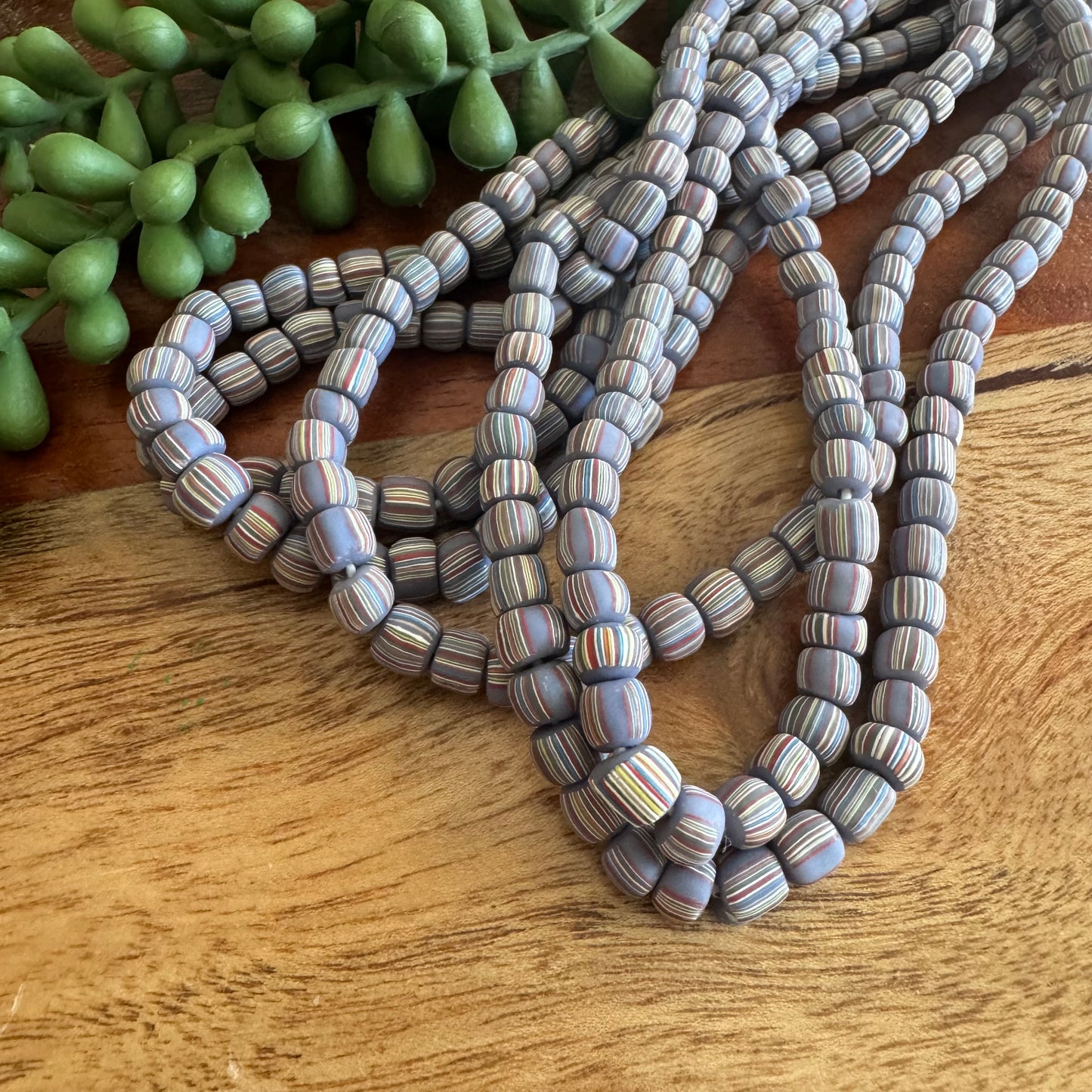Lavender Striped Java Gooseberry Beads