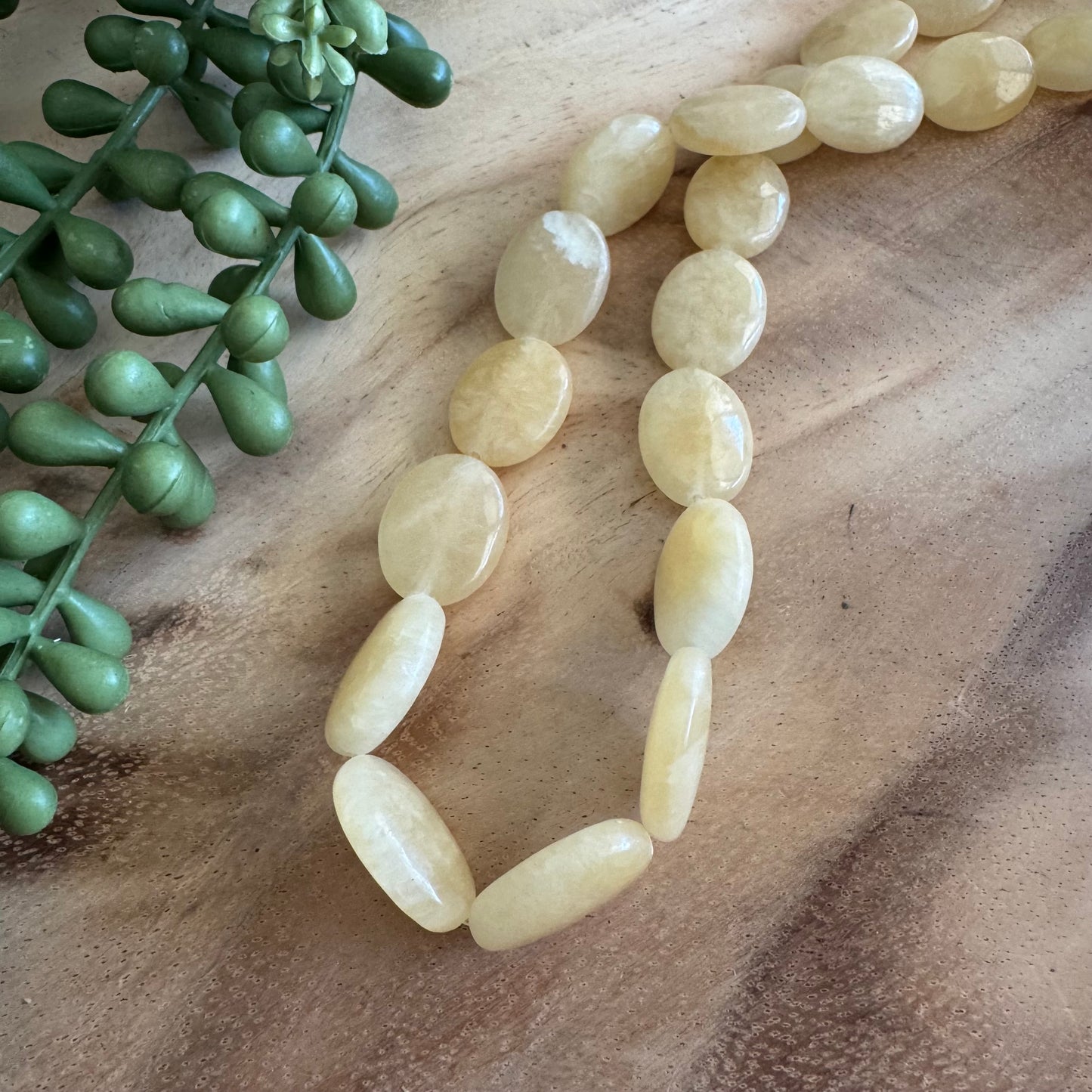 Butter Yellow Calcite Oval Beads – 19x20 mm – 15 Inch Strand ST09